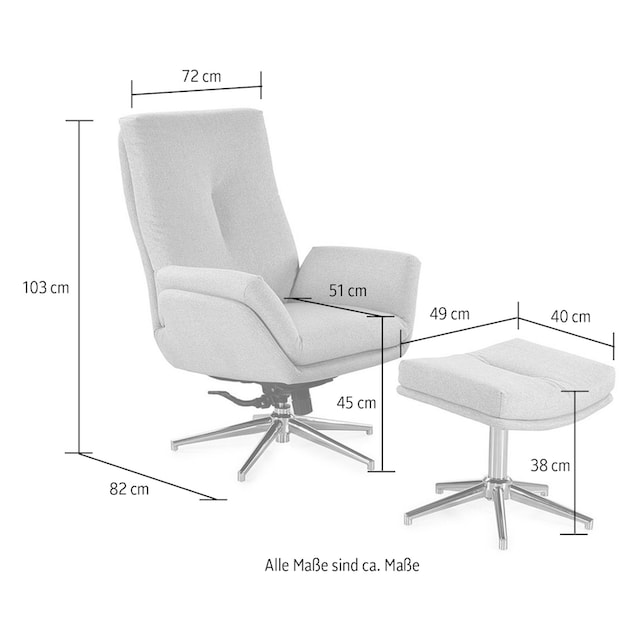 Jockenhöfer Gruppe Relaxsessel »Ole«, mit Hocker, Dreh- und Kippfunktion,  softiger Webstoff | BAUR