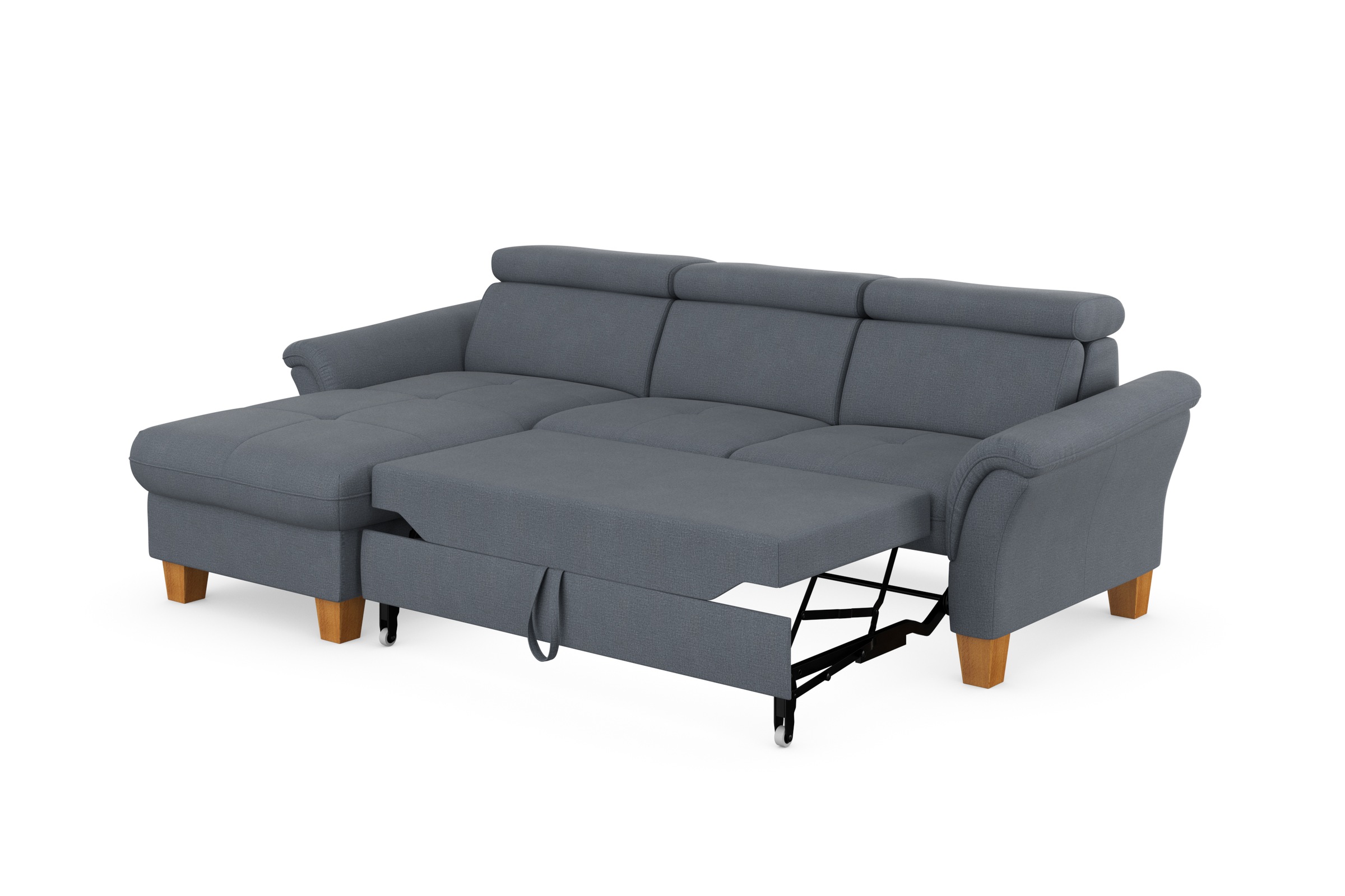 Home affaire Ecksofa »Lindgren L-Form«, wahlweise mit Bett mit klappbaren Rollen, Kasten und Kopfverstellung