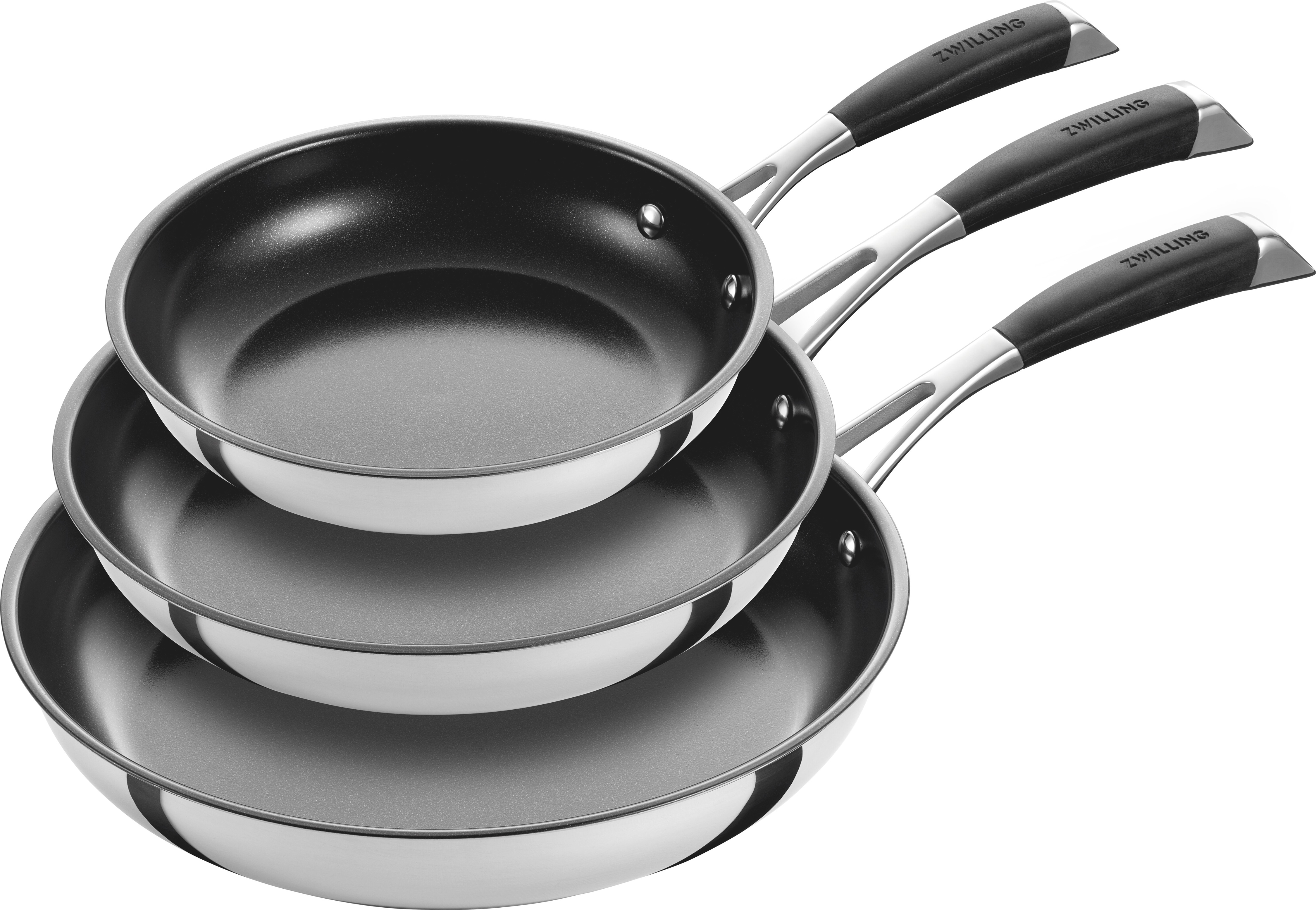 Zwilling Pfannen-Set "Core" Edelstahl 18/10 Set, 3 tlg. Keramik-Antihaftbeschichtung, Edelstahl, Stay-Cool-Griff, Induktion
