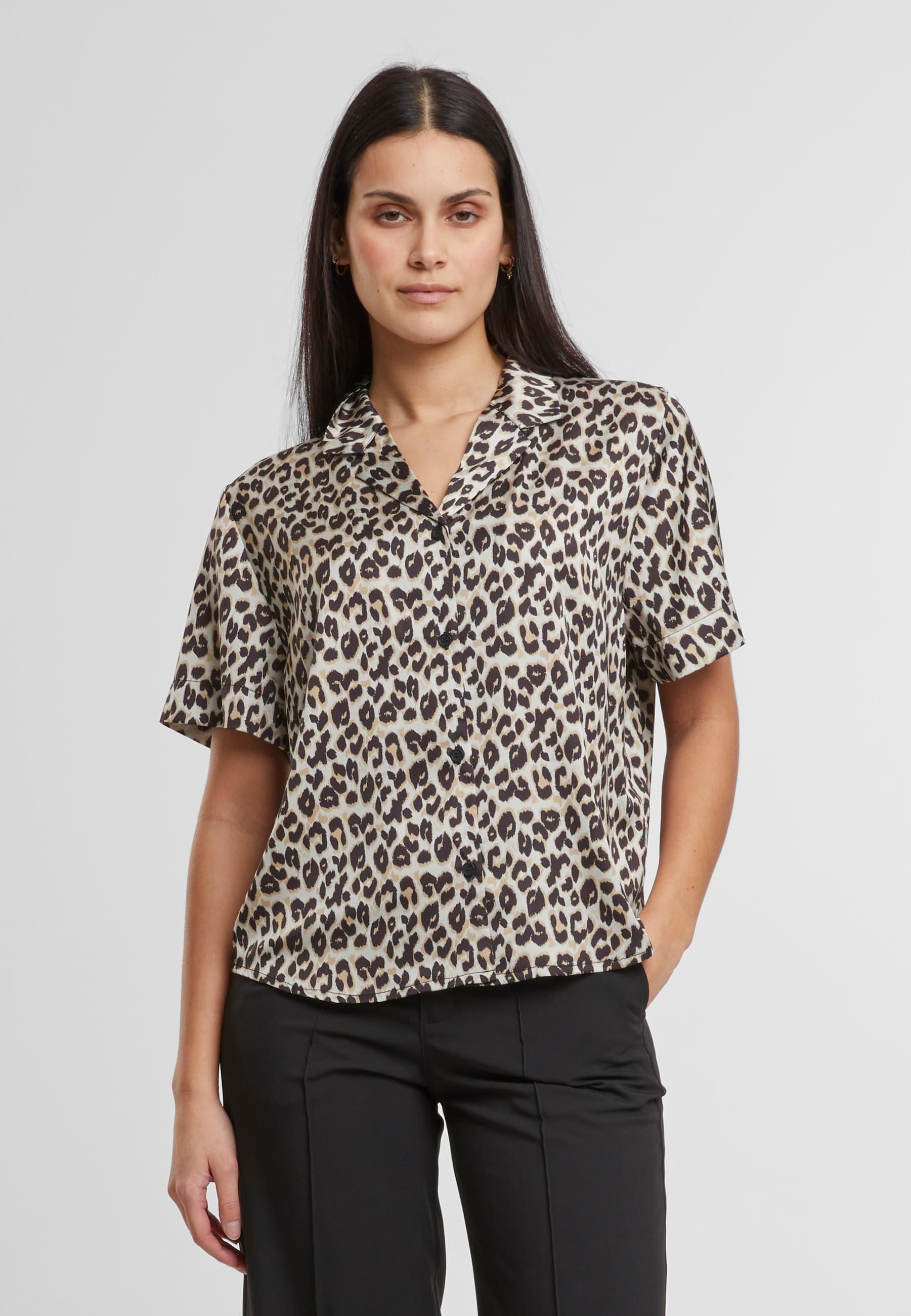 URBAN CLASSICS Langarmhemd »Urban Classics Ladies Leo Resort Shirt«