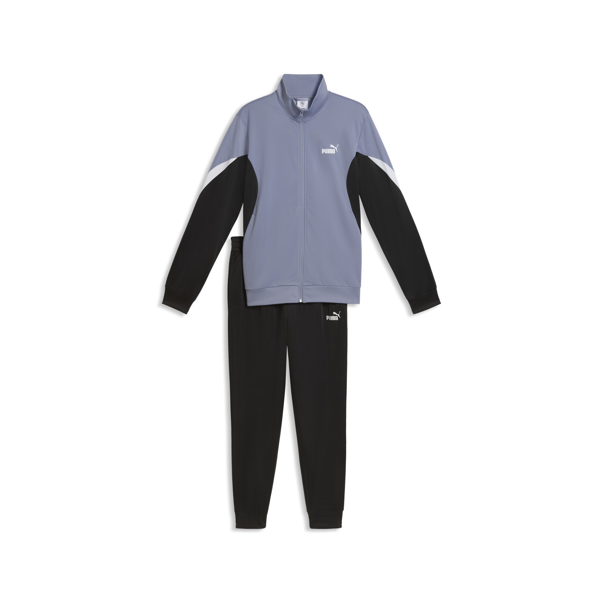 Jogginganzug PUMA "Essentials Block Trainingsanzug Herren", Herren, Gr. M, gray sky, Obermaterial: 100% Polyester; Taschenfutter: 100% Polyester; Rippe: 98% Polyester, 2% Elasthan, Sportanzüge Jogginganzug