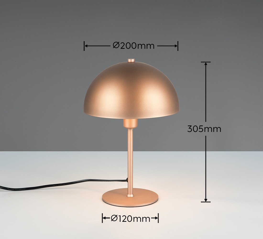 TRIO Leuchten Schreibtischlampe »NOLA, exkl. 1x E14 max 28W, Tischlampe mit Schnurschalter Höhe 31cm«, 1 flammig, Leuchtmittel E14 | Leuchtmittel wechselbar, Ø 20cm, Nachttischlampe, 180cm Anschlusskabel, Leuchtmittel wechselbar