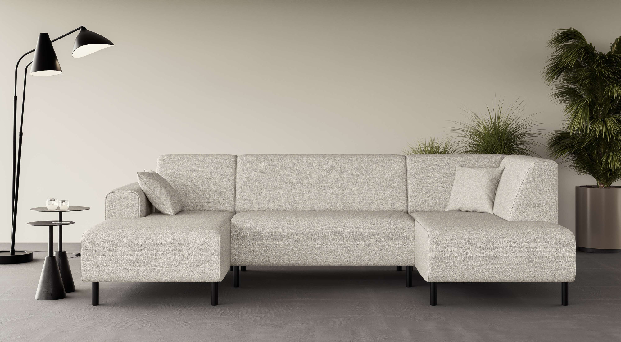 OTTO home Wohnlandschaft "ARROS U-Form mit Wellenunterfederung, Maße B/T/H: 300/163/81 cm" incl. Zierkissen, mit Recamiere links/rechts bestellbar, auch in Cord