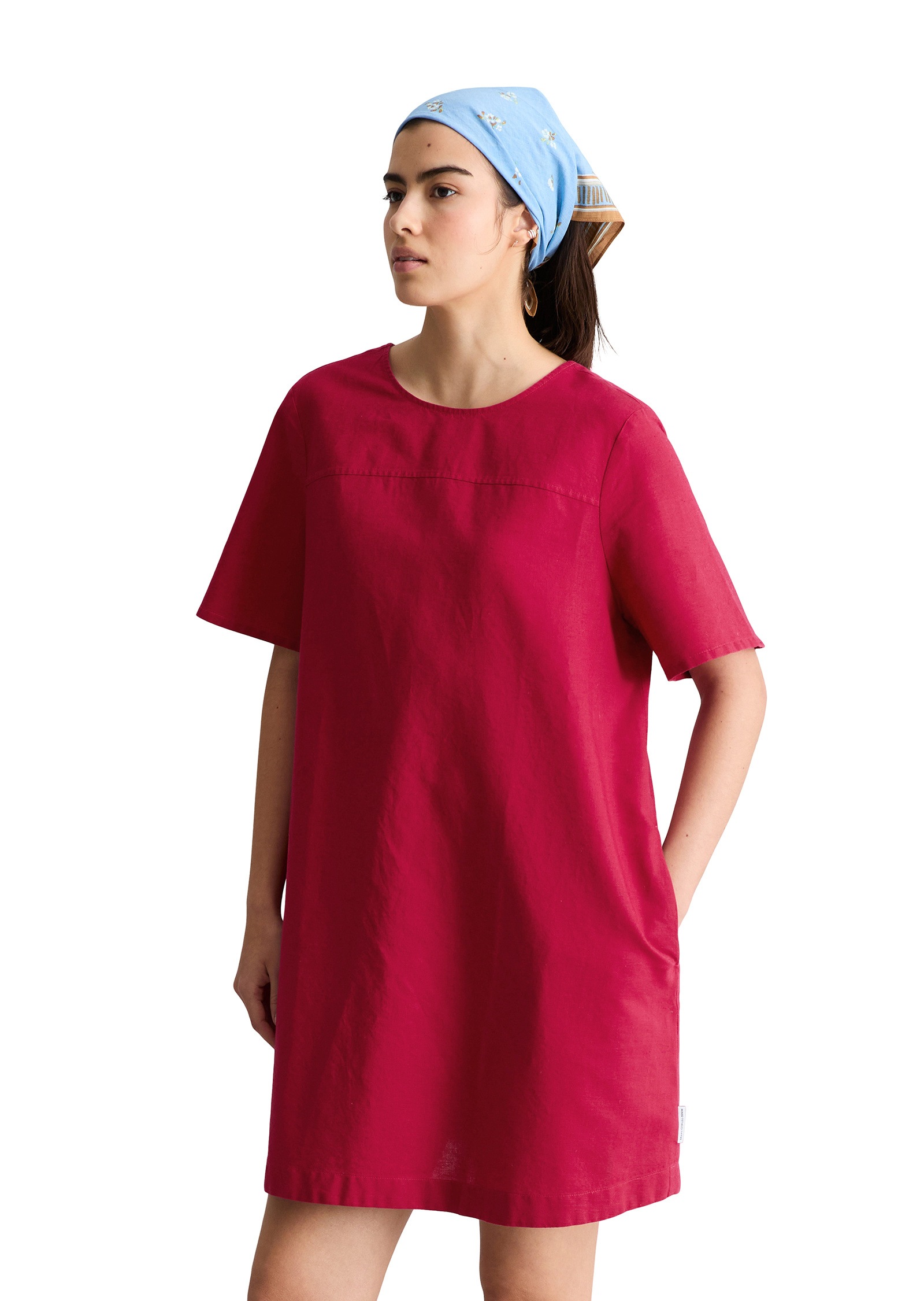 Damen Midikleid "aus Leinen-Baumwolle-Mix", rot, Gr. M, MARC O'POLO DENIM, unifarben, Obermaterial: 56% Leinen, 44% Baumwolle, Kleider
