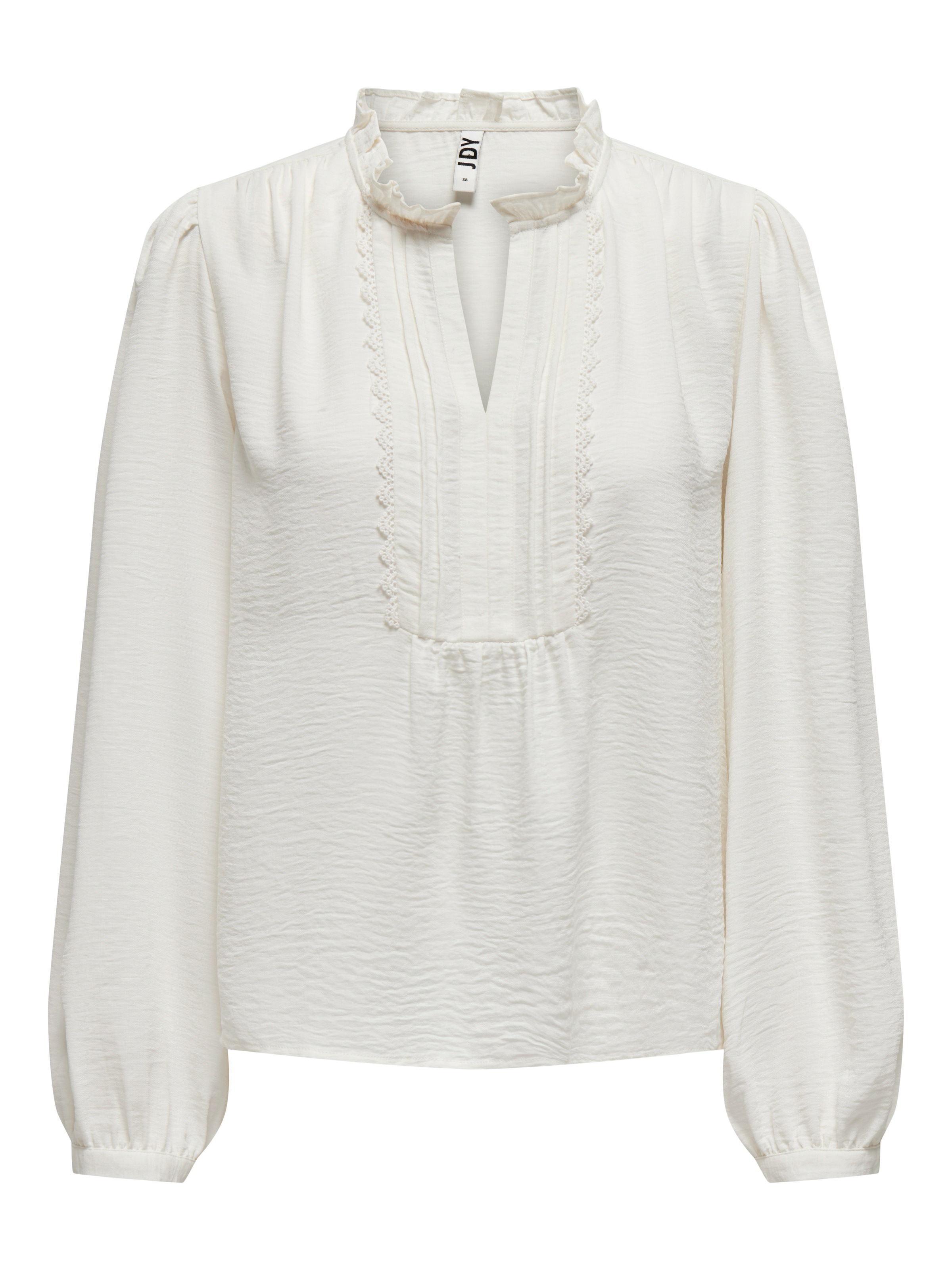 JDY Langarmbluse »JDYRACHEL LIFE L/S PINTUCK TOP WVN NOOS«, im romantischen Look mit Spitzenbordüre