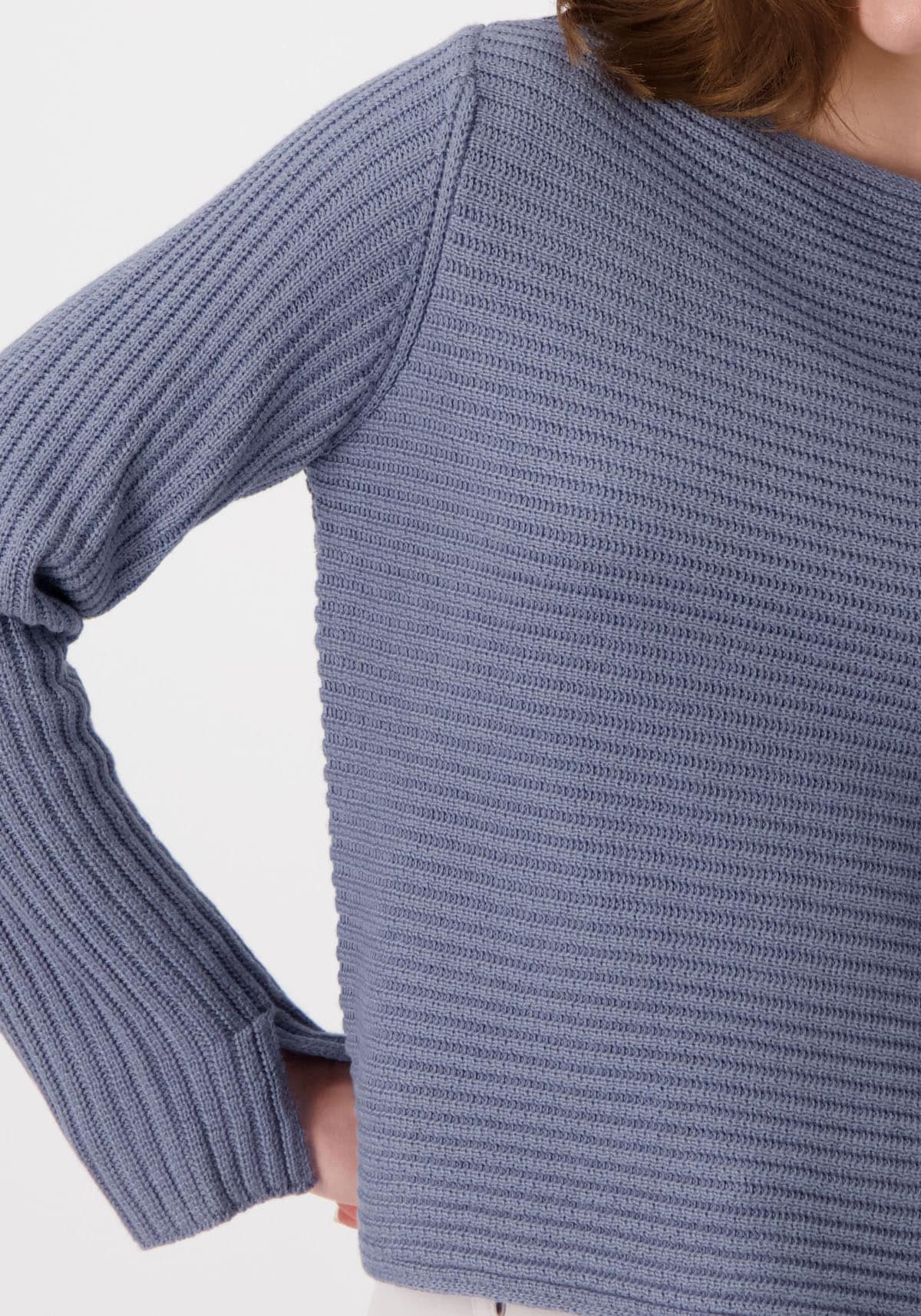 Monari Strickpullover »Pullover monari Rippe«, mit U-Boot-Ausschnitt