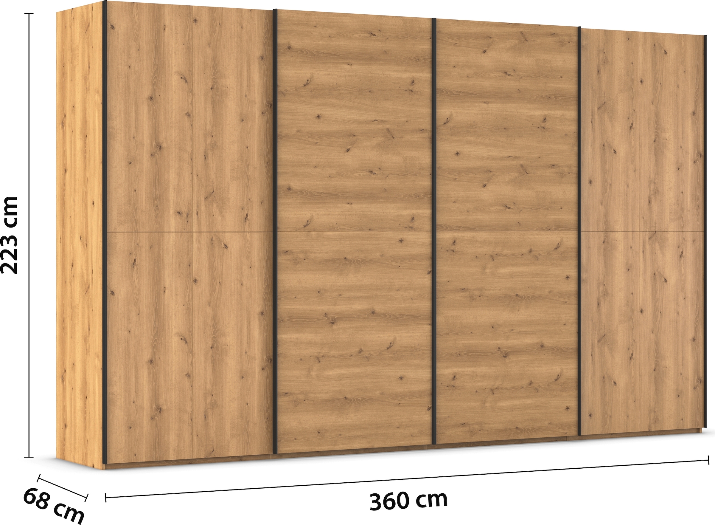 rauch Schwebetürenschrank »Kleiderschrank Schrank Garderobe Schlafzimmerschrank SCALE-WOOD«, senkrecht geteilte Türen in robuster massiver Asteiche MADE IN GERMANY
