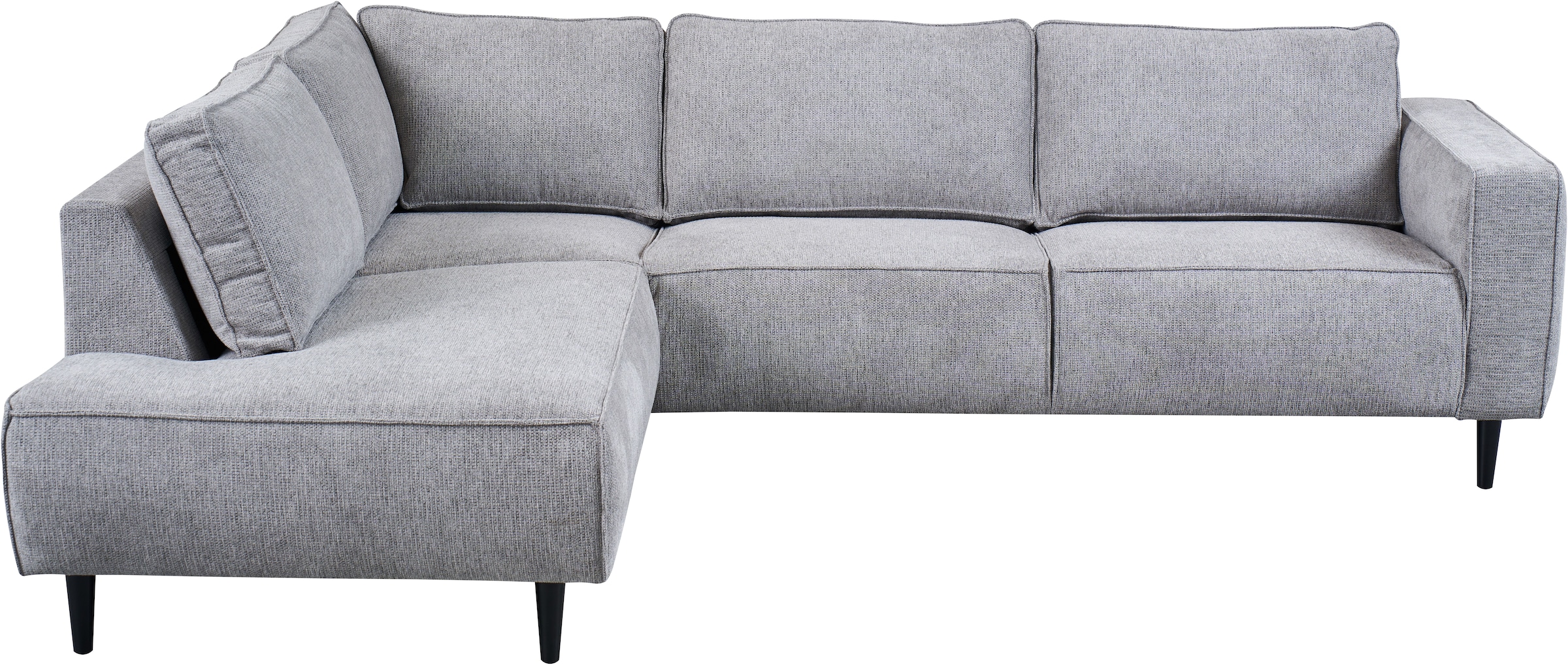 Places of Style Ecksofa »Fumone, Lederoptik oder Soft-Touch Chenille«, Breite 260, mit schwarzen Massivholzfüßen