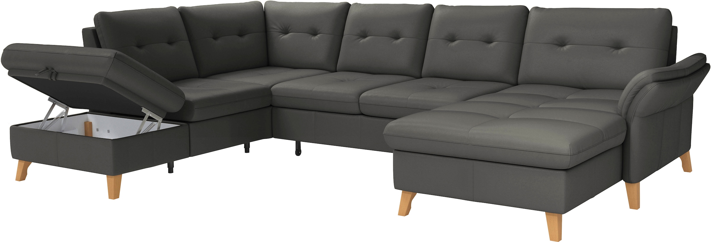 sit&more Wohnlandschaft »Göteborg«, inkl. Sitztiefenverstellung, wahlweise mit Bettfunktion & Bettkasten
