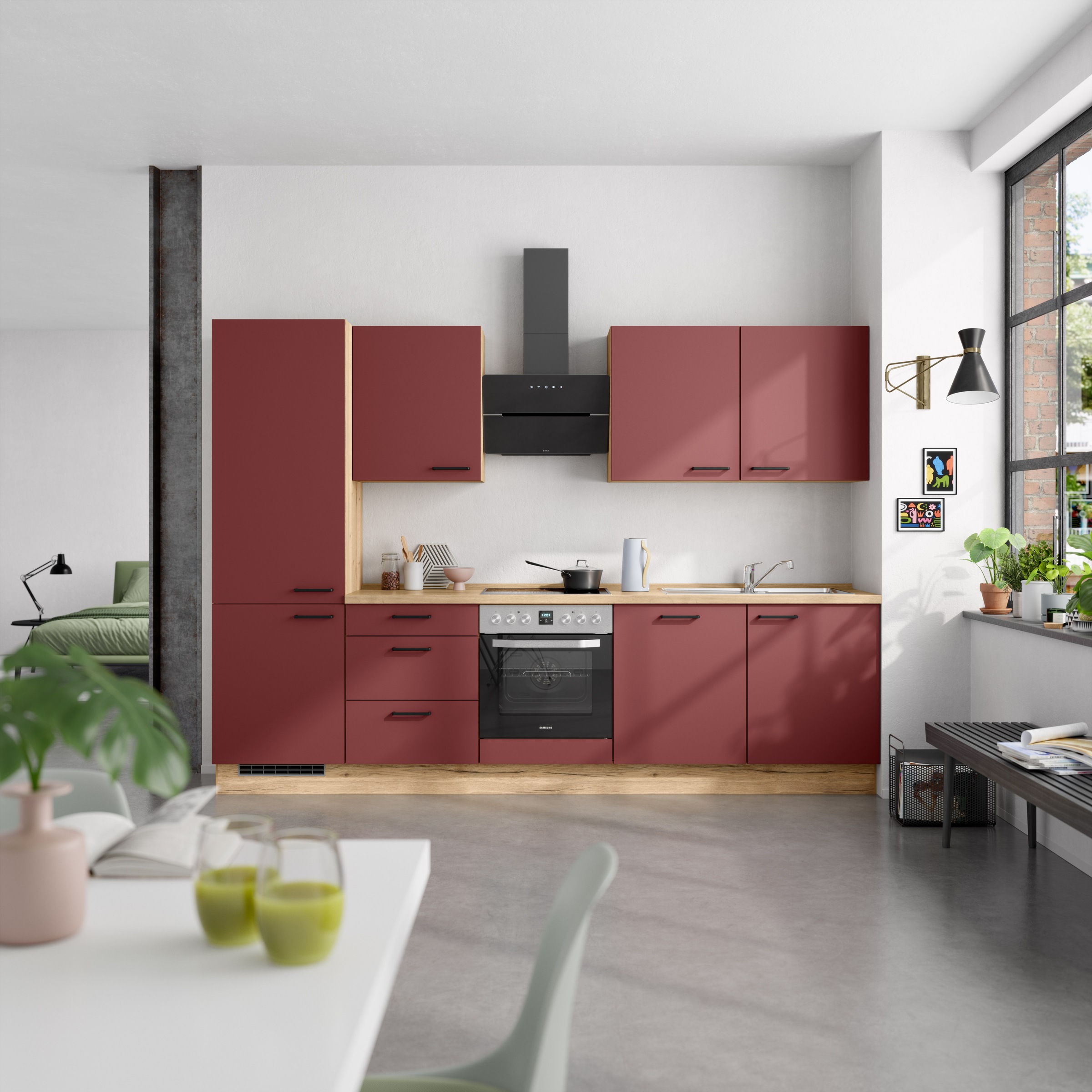 nobilia® Küchenzeile »"Easytouch II"«, vormontiert, Ausrichtung wählbar, Breite 300 cm, wahlw. mit E-Geräten