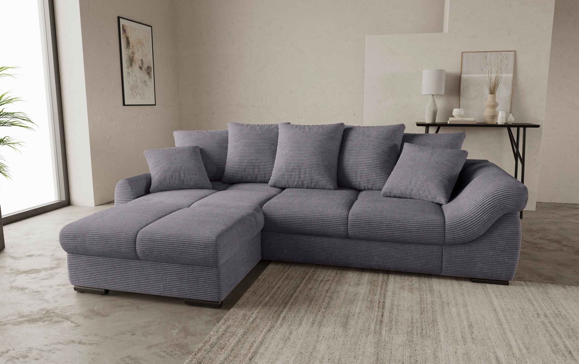 Mr. Couch Ecksofa "Livorno L-Form", inkl. Hochschläfer-Bettauszug, XL-Bettk günstig online kaufen