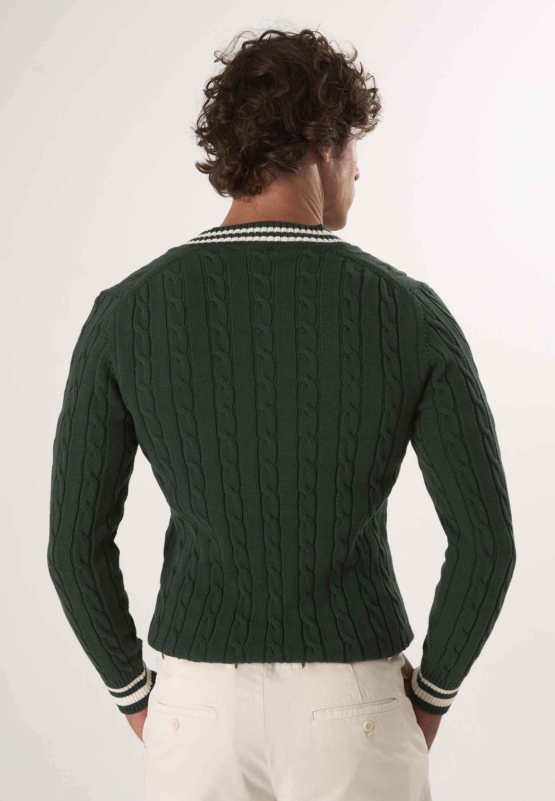 Felix Hardy V-Ausschnitt-Pullover »Basic-Pullover mit V-Ausschnitt und Zopfmuster«