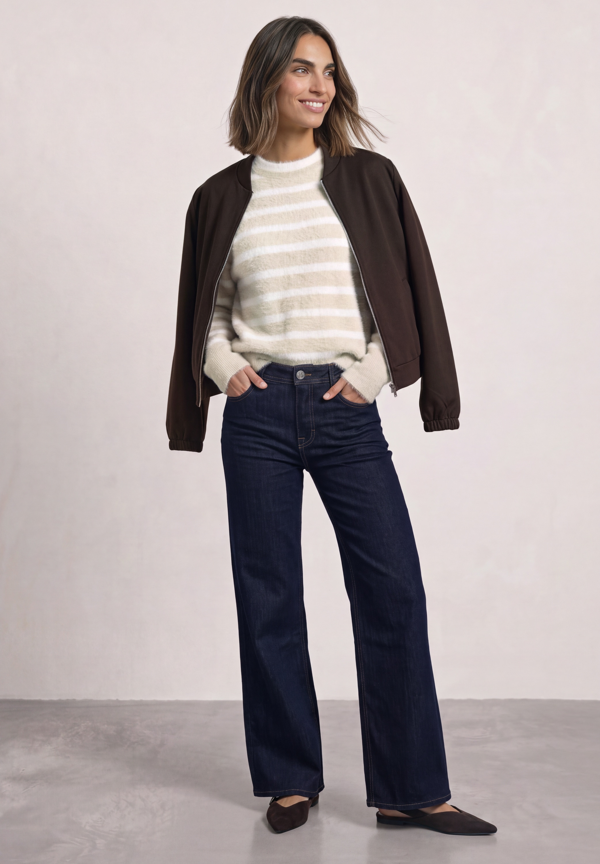 STREET ONE Streifenpullover aus softem Materialmix