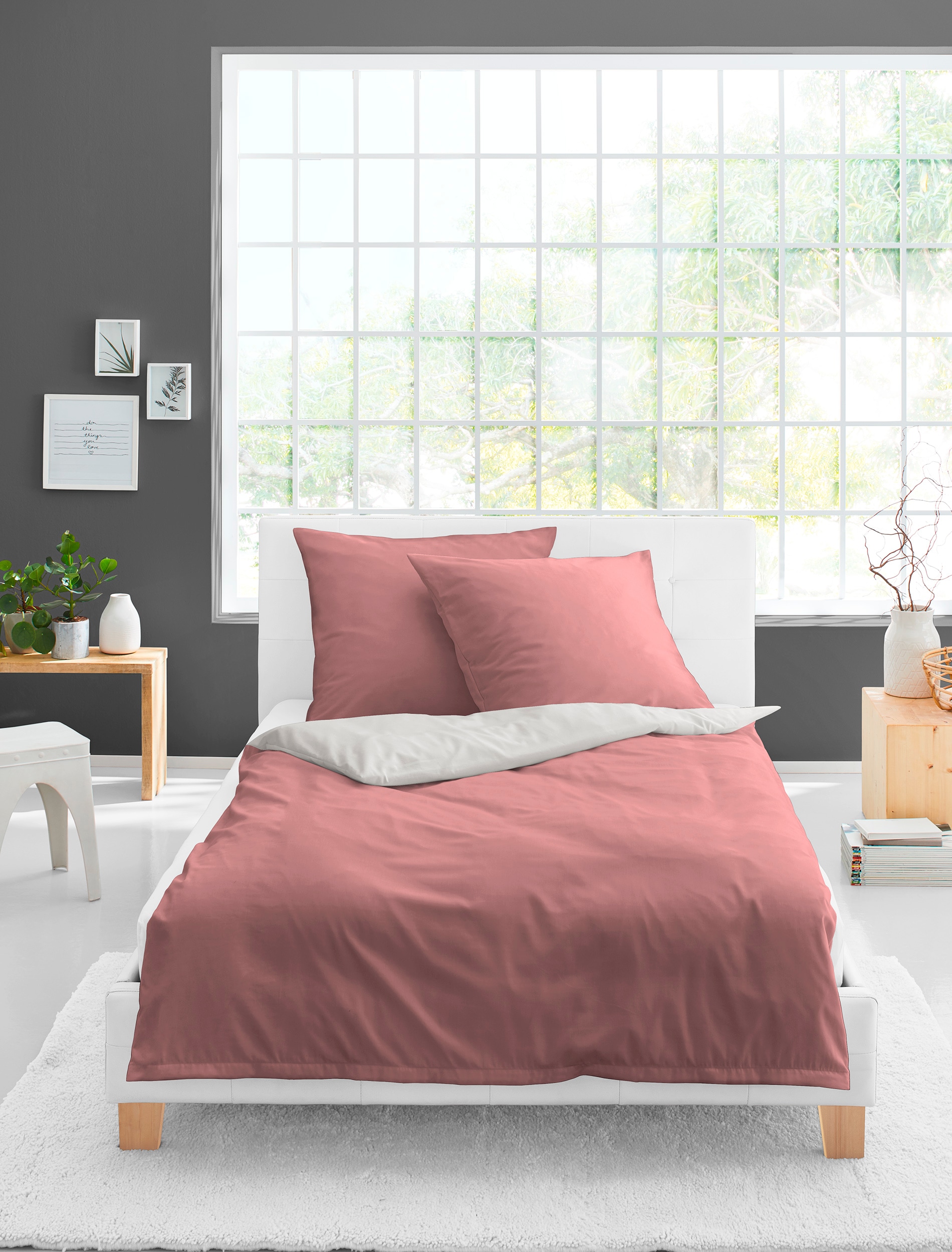 BIERBAUM Wendebettwäsche »Modern Uni in Gr. 135x200 oder 155x220 cm«, Modernes Unidesign: Schlichte, elegante Optik für jedes Schlafzimmer
