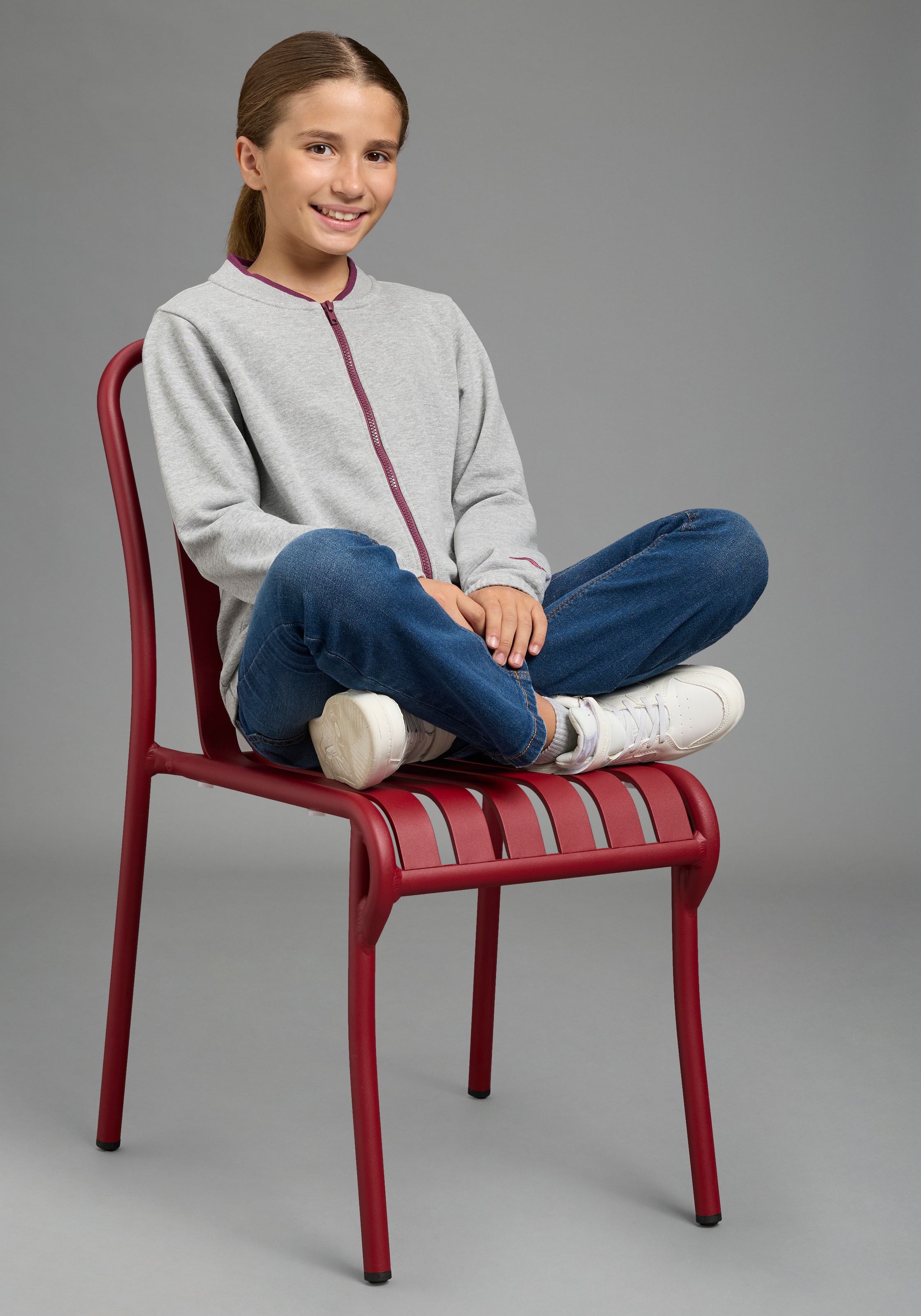 KangaROOS Sweatjacke »Modische Sweatjacke mit Bündchen« hüftlange Schnittform, mit Reißverschluss, Langarm