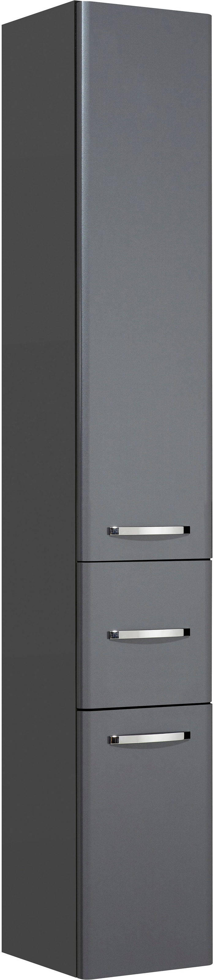 Saphir Badmöbel-Set »Quickset 327 5-teilig, Waschbeckenunterschrank und LED-Spiegelschrank«, (Set, 5 St.), Anthrazit Hochglanz, inkl. Türdämpfer, ohne Waschbecken, mit 8 Türen