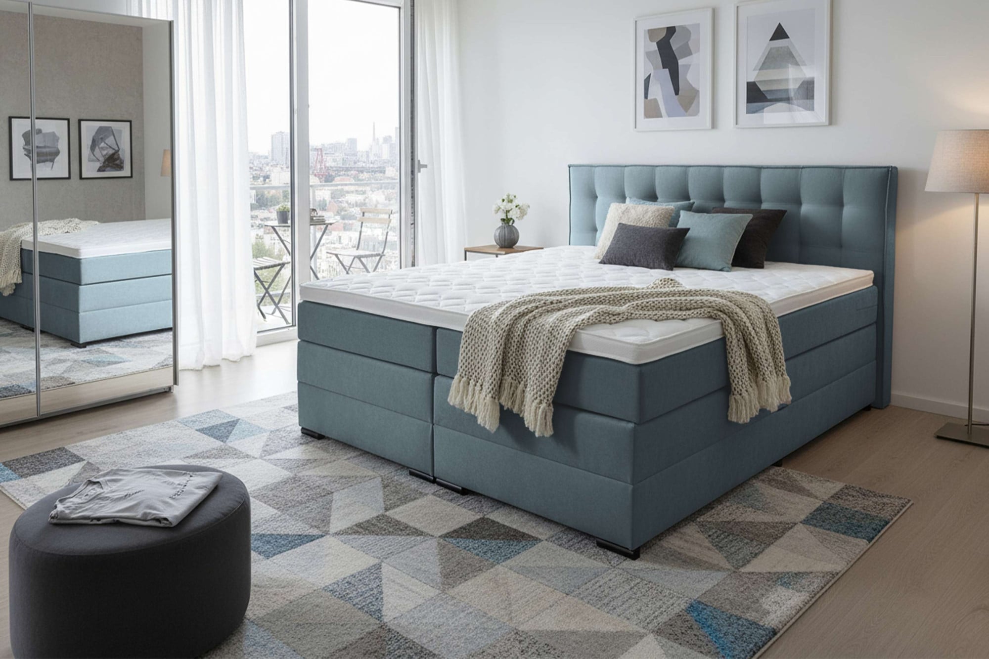 Home affaire Boxspringbett "Köln, Doppelbett, Polsterbett, Federkernbett, Komforbett, 160, 180 cm" inkl. Topper, zwei Bettkästen, Taschen-Federkernmatratze, Härtegrad 3