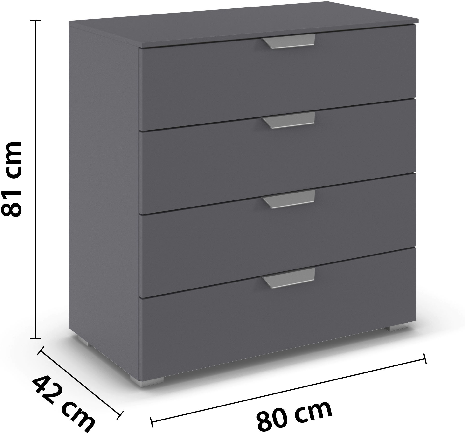 rauch Schubkastenkommode »Sideboard Schubladenkommode ORIAS mit Dekor- oder Hochglanzfront«, (Breite 80 cm inkl. Soft-Close-Funktion), vier große und geräumige Schubladen mit viel Stauraum MADE IN GERMANY