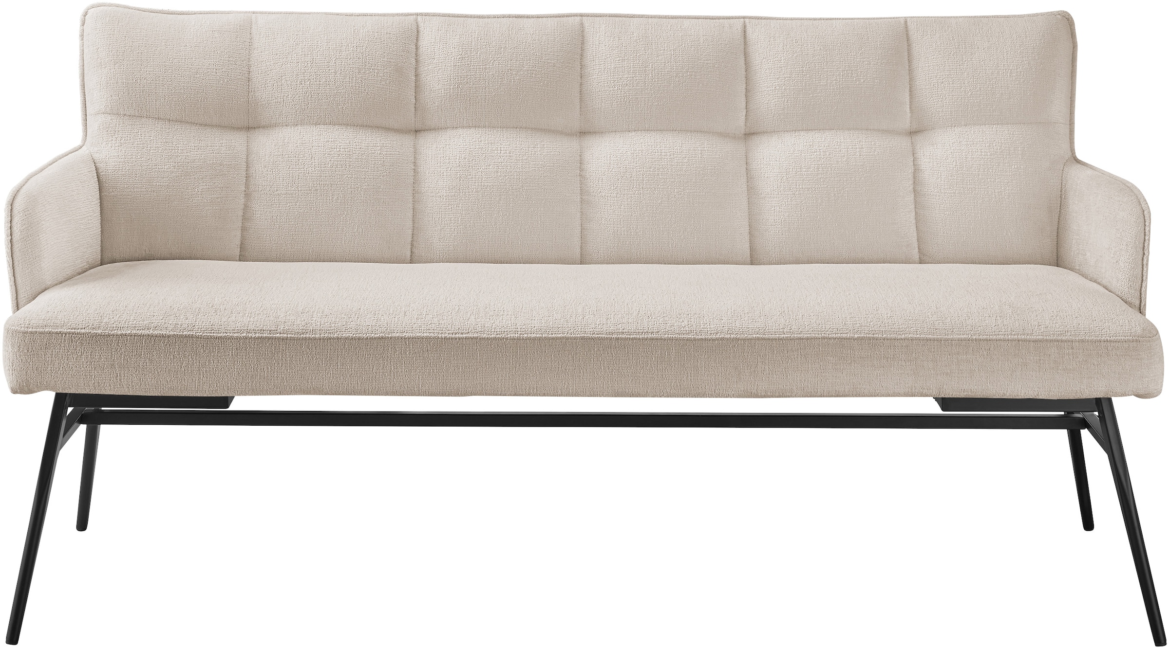 Essbank "Tucson", creme, schwarz, B:180cm H:88cm T:68cm, Eisen, Polyester, SET ONE BY MUSTERRING, Sitzbänke, Essbank, Micro-Taschenfederkern und schwarzes Eisen-Gestell für hohen Komfort