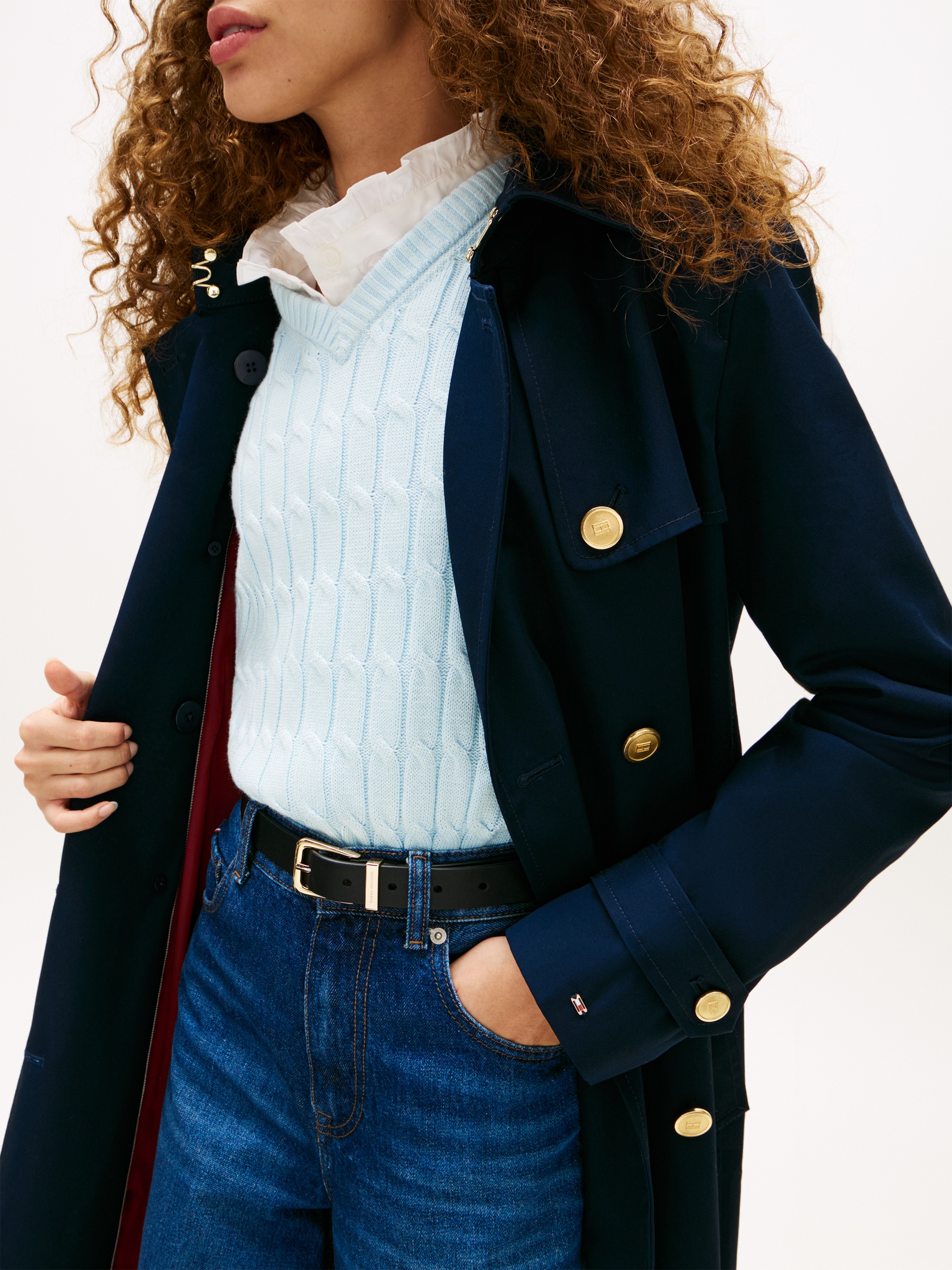 Tommy Hilfiger Trenchcoat "SLIM COTTON MIDI TRENCH" günstig online kaufen