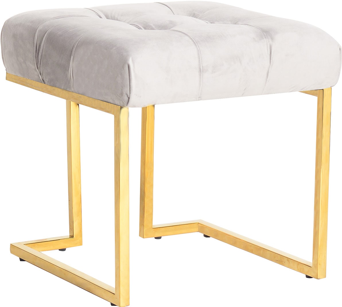 Kayoom Polsterhocker "Hocker Rarity 125, Edler Touch durch goldenes Gestell" 1 Stk. tlg. eckig, samtweich, gesteppt, mit Zierknöpfen, Edelstahlgestell