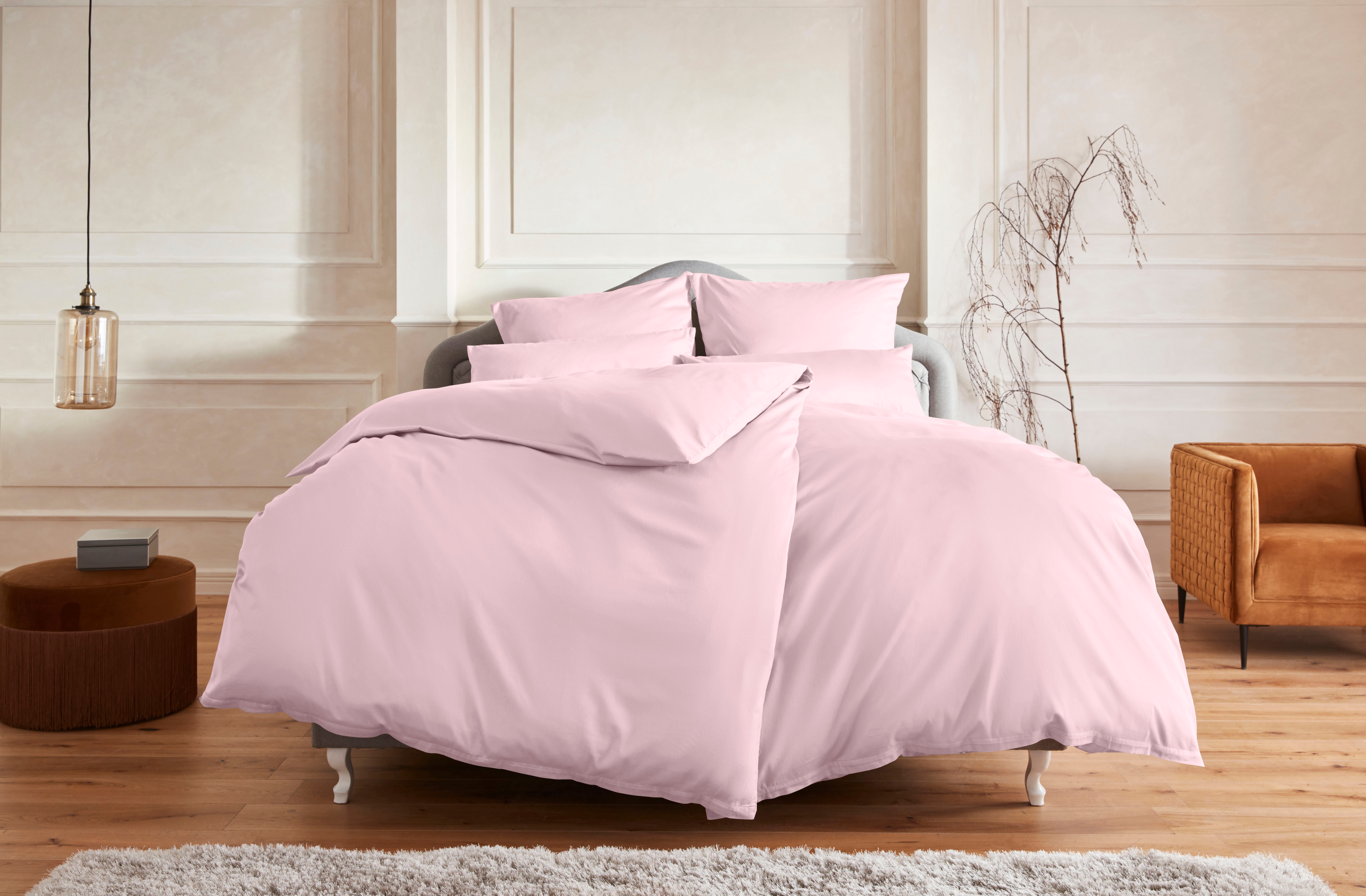 OTTO home Bettwäsche "Mila ab Gr. 135x200 cm aus 100% Baumwolle" 2 zeitlos elegante Uni Bettwäsche in verschiedenen Premium Qualitäten