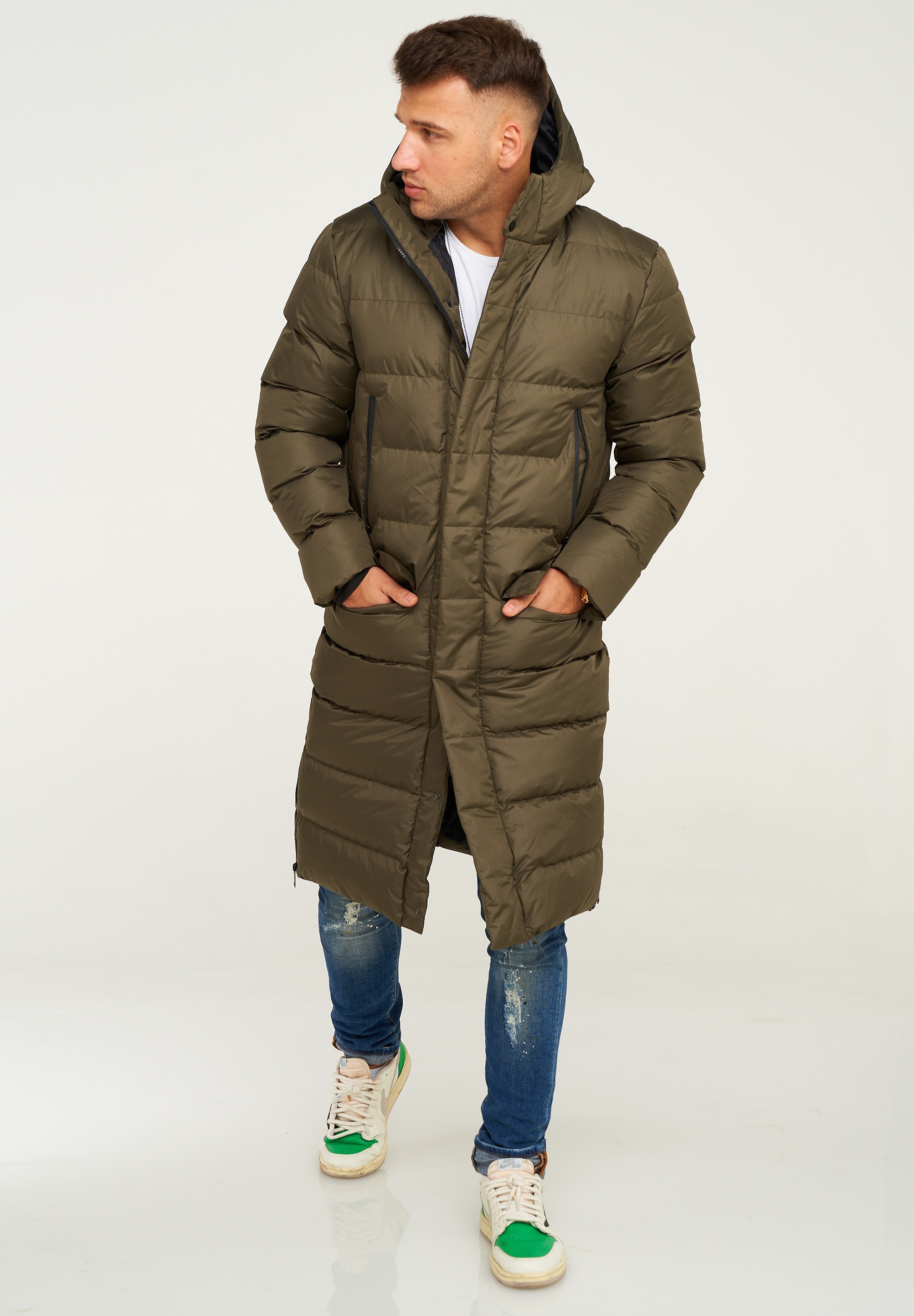behype Steppjacke "LONGLINE ZIP PARKA" Steppjacke mit Kapuze günstig online kaufen