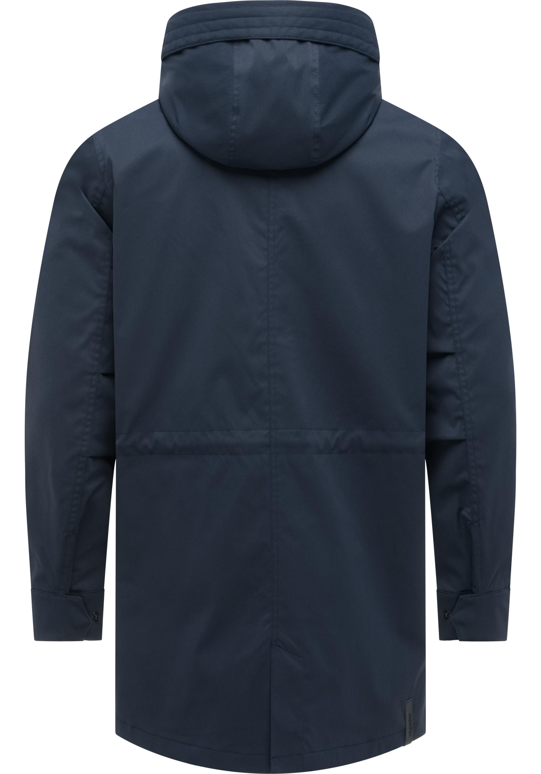 Funktionsmantel RAGWEAR "Mr Smithem Twill YOUMODO", Herren, Gr. 5XL (62), navy, Obermaterial: 100% Polyester; Innenfutter: 100% Polyester, gerade Po-bedeckend, hoch geschlossener Ausschnitt, verstellbar abgesteppte Kante mit Druckknöpfen, Mäntel, Funktion 2
