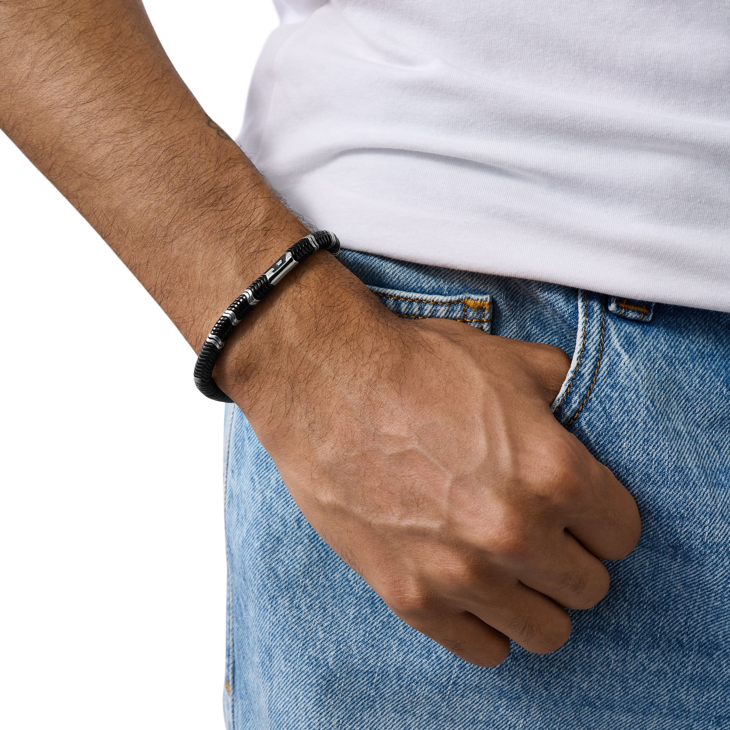 Diesel Armband »Schmuck Geschenk Edelstahl Nylon Armschmuck D LOGO«, mit Hämatit