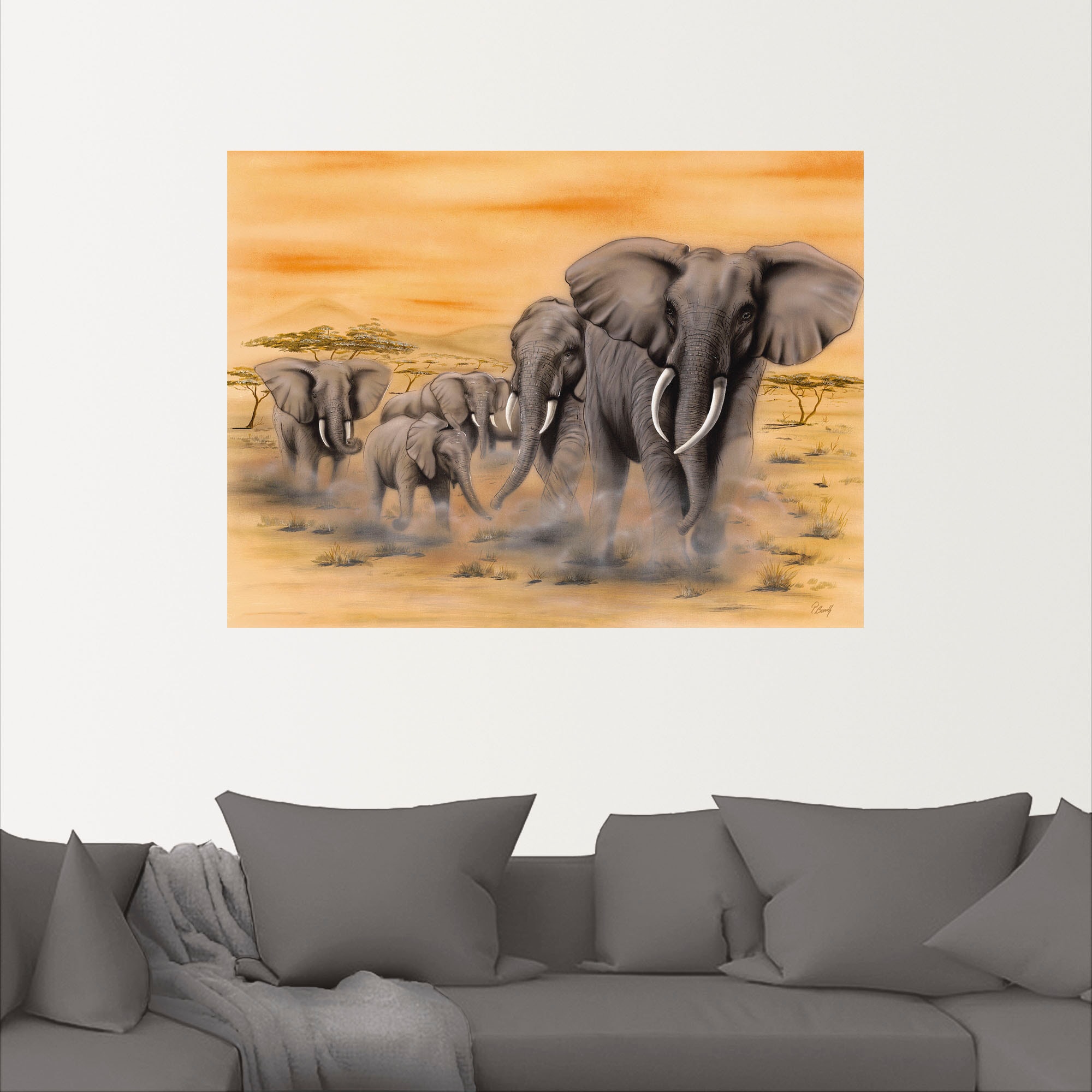 Artland Wandbild »Steppenelefanten«, Elefanten Bilder, (1 St.), als Alubild, Outdoorbild, Leinwandbild, Poster, Wandaufkleber
