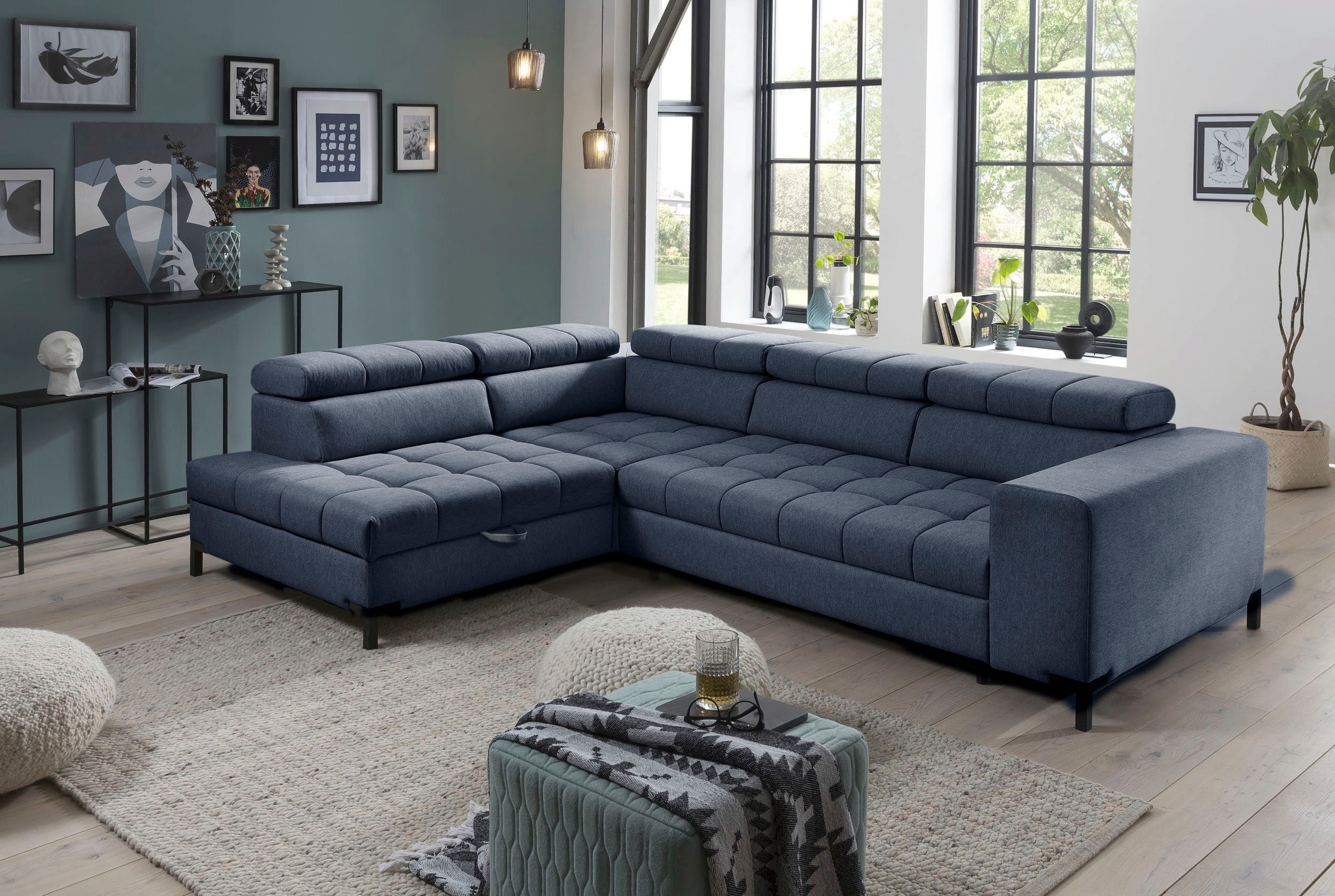 exxpo - sofa fashion Ecksofa "Bocco, hochwertige Verarbeitung, toller Sitzkomfort, bequem, L-Form" mit Bettfunktion & Bettkasten, Luxus-Microfaser +Simply Clean