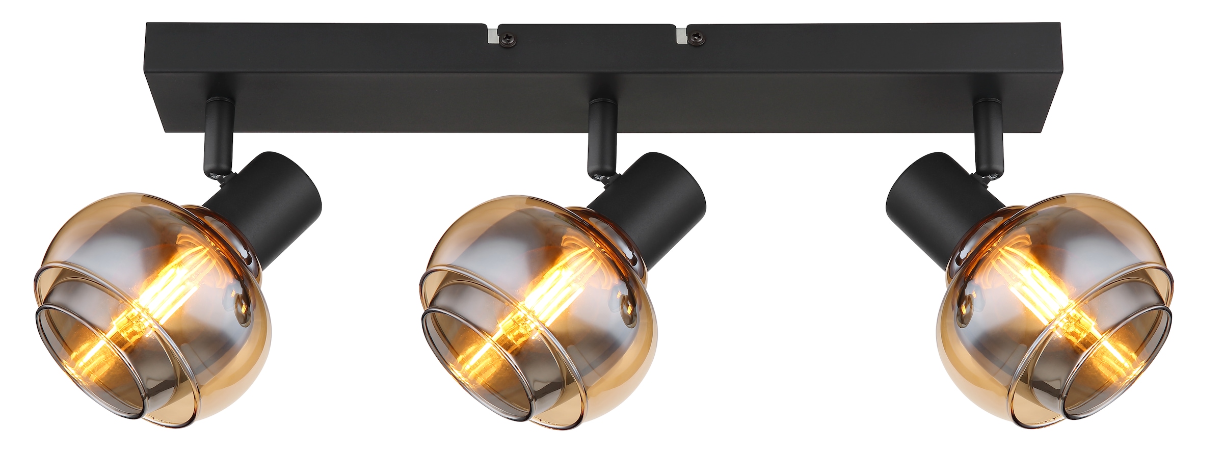 GLOBO LIGHTING Deckenstrahler »TOKKI«, Leuchtmittel E14 | ohne Leuchtmittel, Deckenspot/schwarz/Glas amber/Glas rauchfarben/Flur/Wohnzimmer