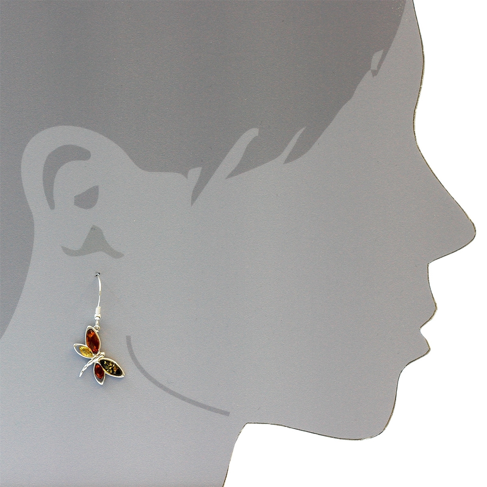 OSTSEE-SCHMUCK Paar Ohrhänger »- Schmetterling - Silber 925/000 - Bernstein«