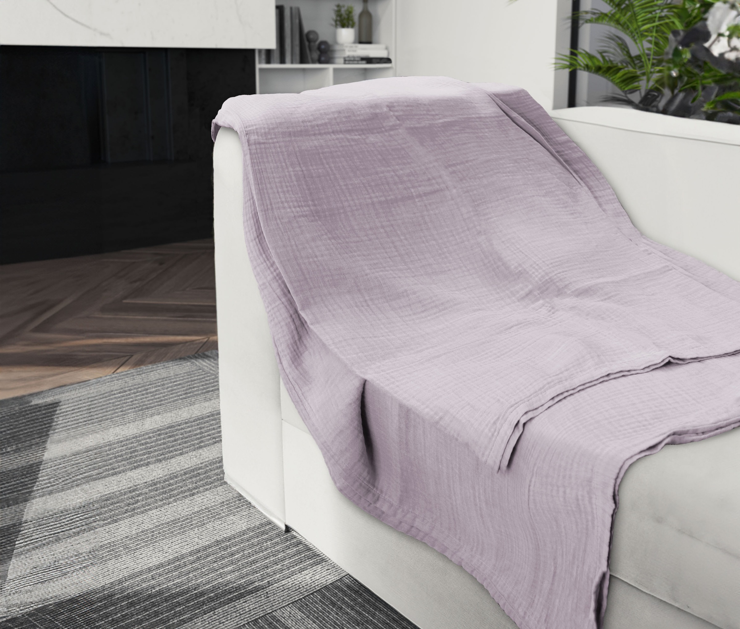 Biberna Wohndecke »0480100 Musselin«, gekreppte Optik+Struktur, leichte Sommer Decke, Tagesdecke, angenehm