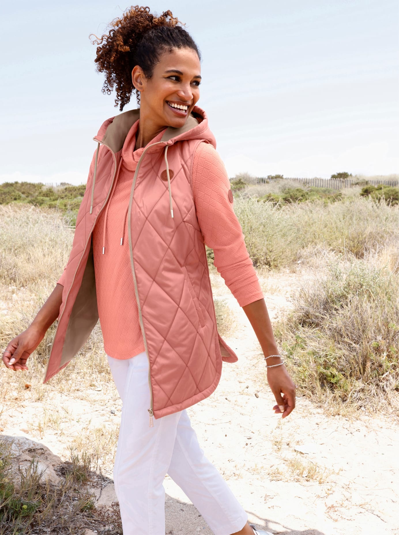 Steppweste CASUAL LOOKS, Damen, Gr. 36, flamingo, 100% Polyester, Wattierung:100% Polyester, unifarben, Westen Steppweste