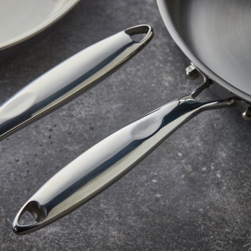 RESTO Kitchenware Bratpfanne »Crater Pfanne aus Tri-Ply (Edelstahl + Aluminium + Edelstahl) ofenfest«, Edelstahl 18/10, (1 tlg.), Energieeinsparung 25% durch die dreilagige Basis