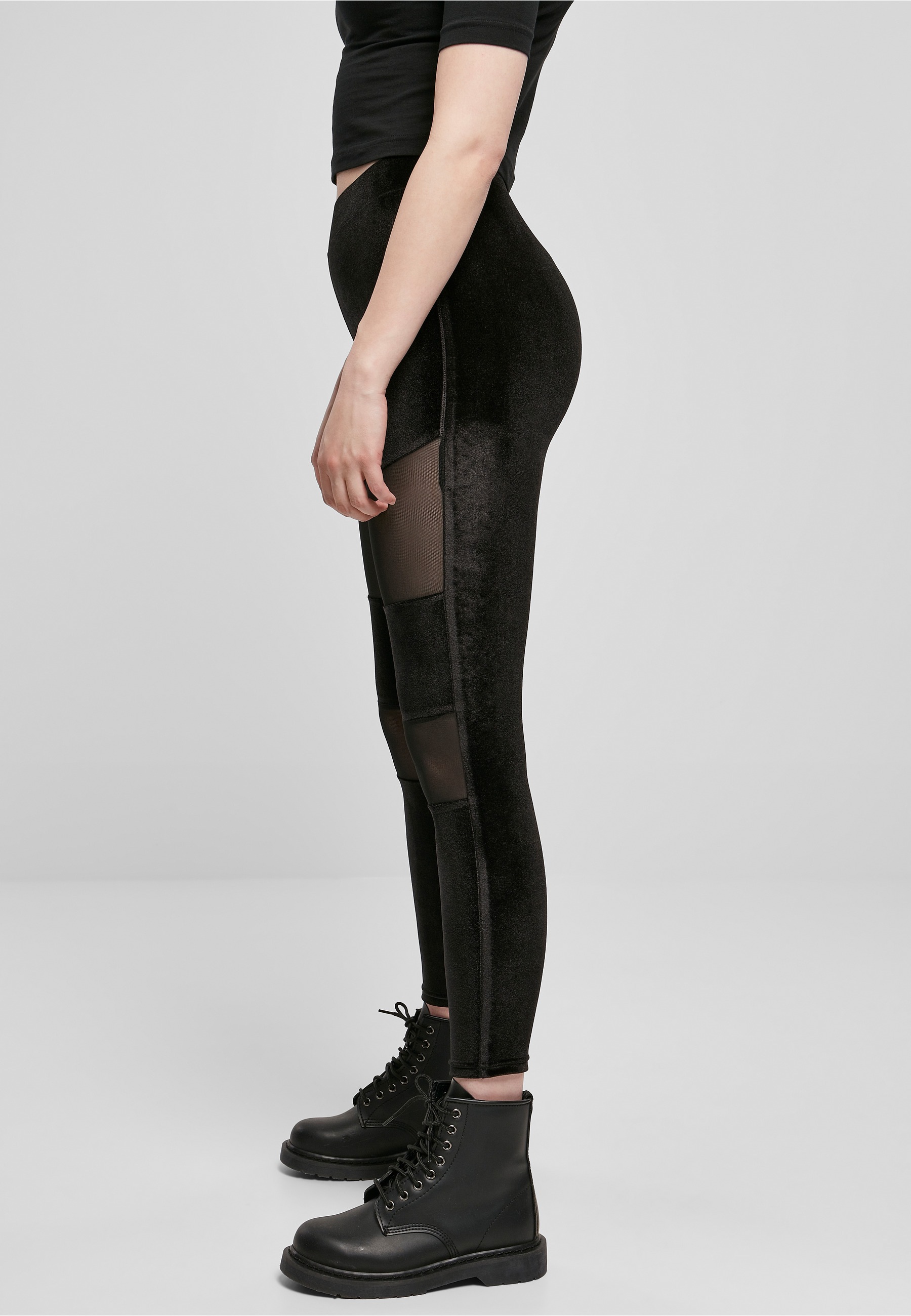 URBAN CLASSICS Leggings »Urban Classics Damen Ladies Velvet Tech Mesh Leggings«
