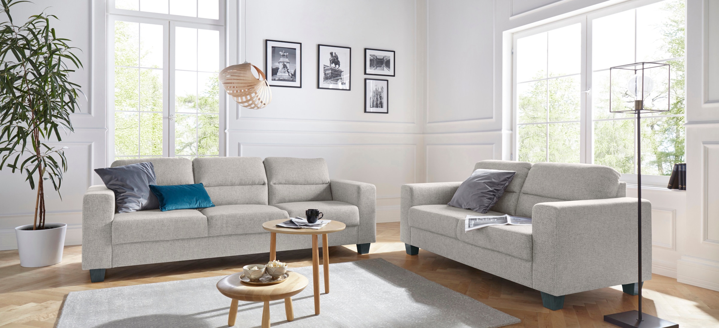 TRENDMANUFAKTUR 2,5-Sitzer »Chamber mit hohem Sitzkomfort«, in zeitloser Optik, Kopfstützen optional bestellbar