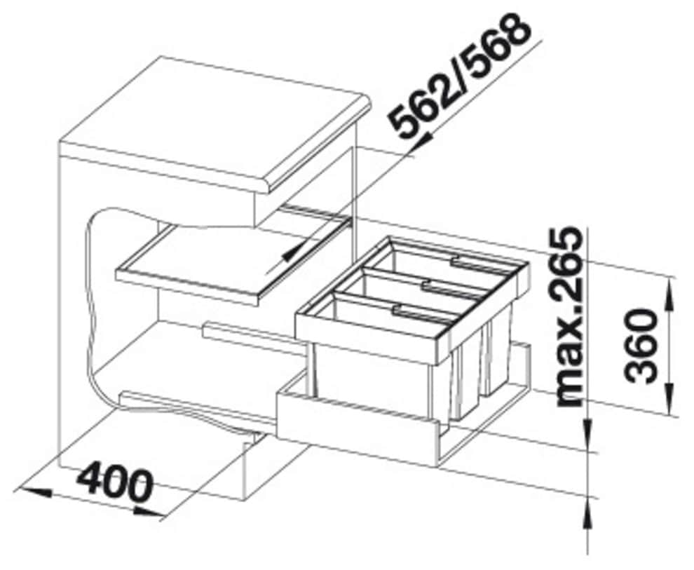 Blanco Mülltrennsystem »Flexon II 60/3«, 3 Behälter, Kunststoff, Stahlblech, 600 mm Untermass