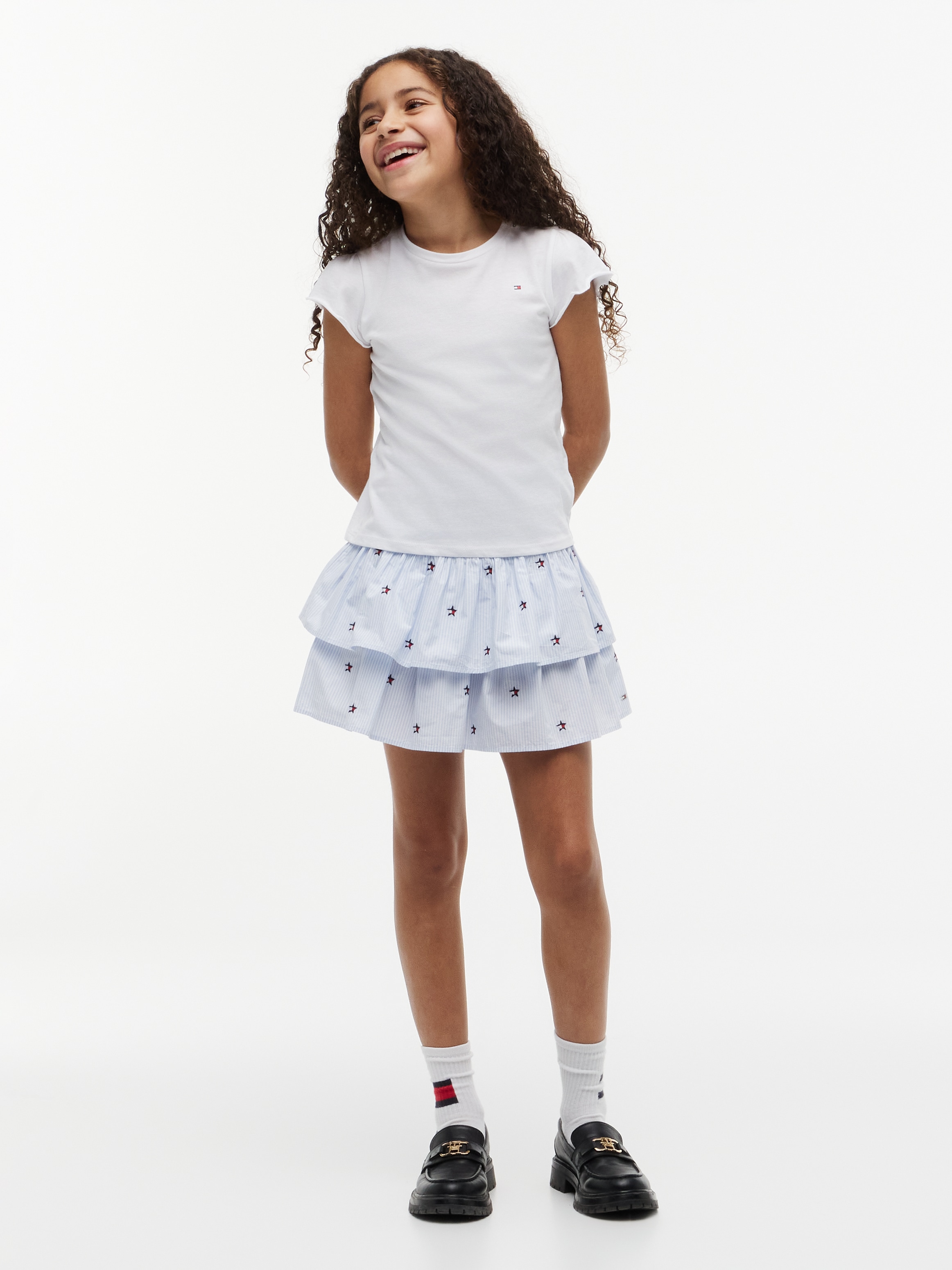 Tommy Hilfiger Stufenrock »STAR STRIPES SKIRT« Kinder bis 16 Jahre, gesmoktes Bündchen, bestickt