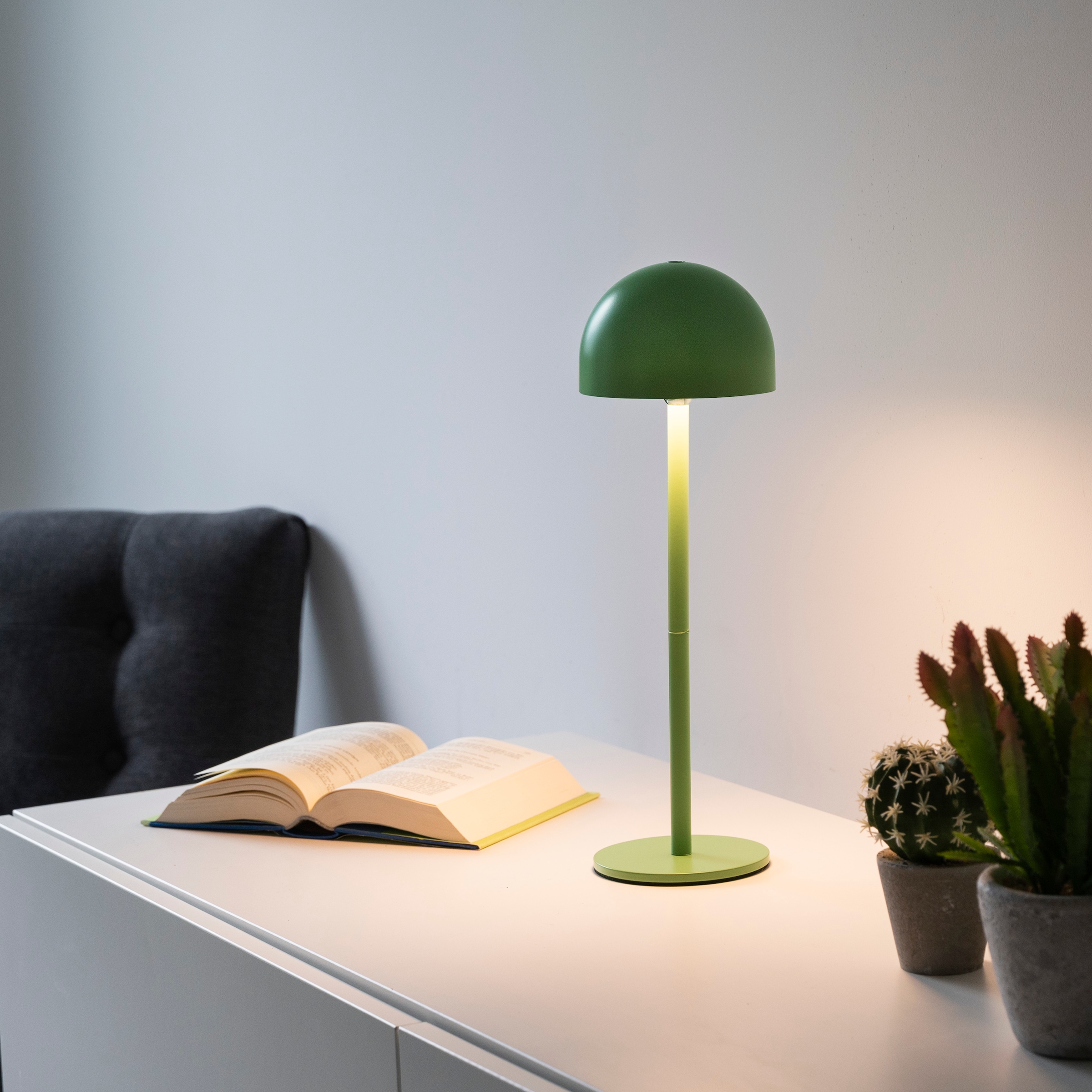 my home Tischleuchte »Akku Tischleuchte Hesper Indoor Outdoor, magnetischer Flaschenaufsatz«, 1 flammig, Leuchtmittel LED-Board | LED fest integriert, Pilzlampe Flaschenaufsatz, Regulierung der Lichtstärke, Pilz, Lampe