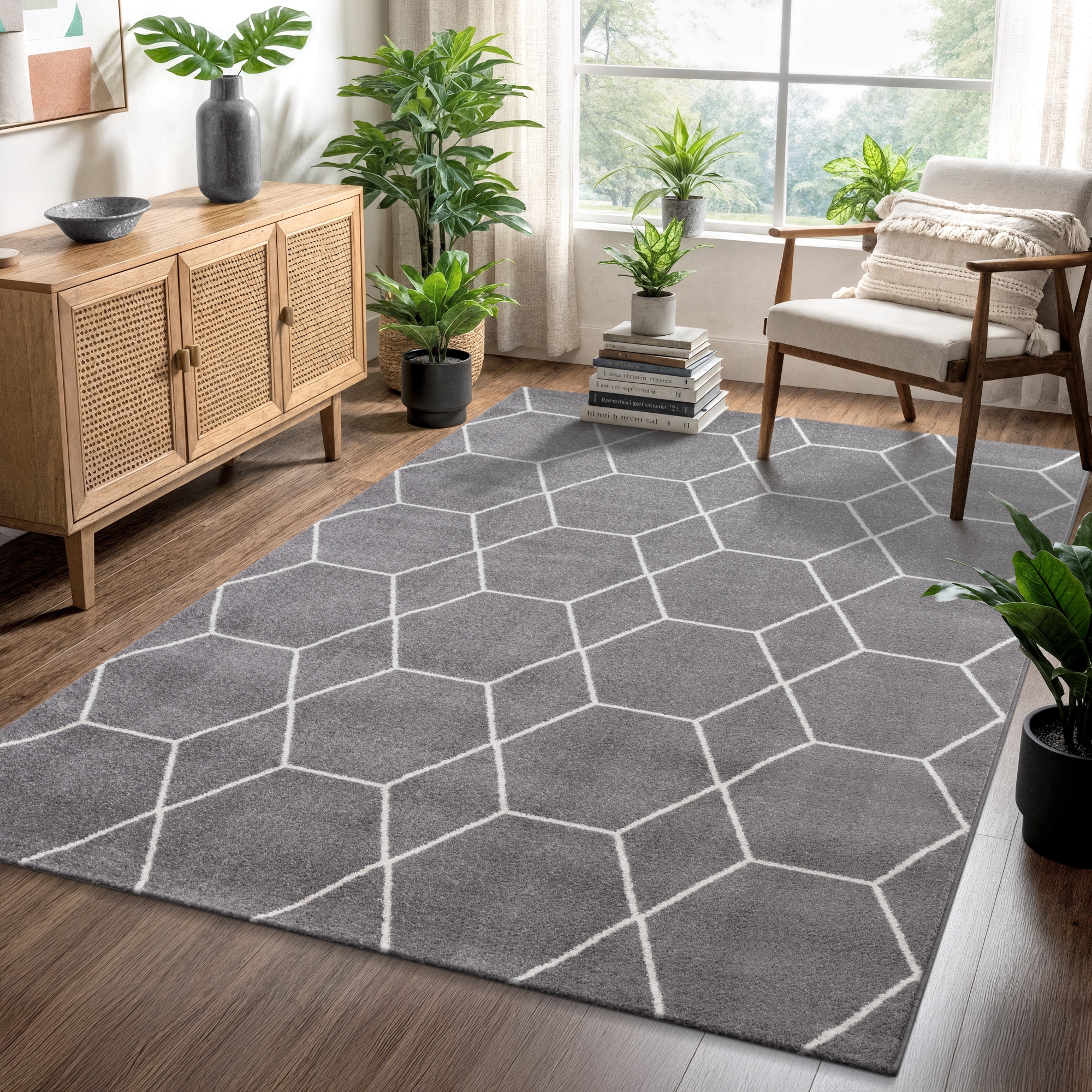 Sanat Teppich "Trellis, auch als Läufer und Rund" rechteckig 10 mm Höhe Kurzflor, skandi, boho, große Farbauswahl, alle Räume