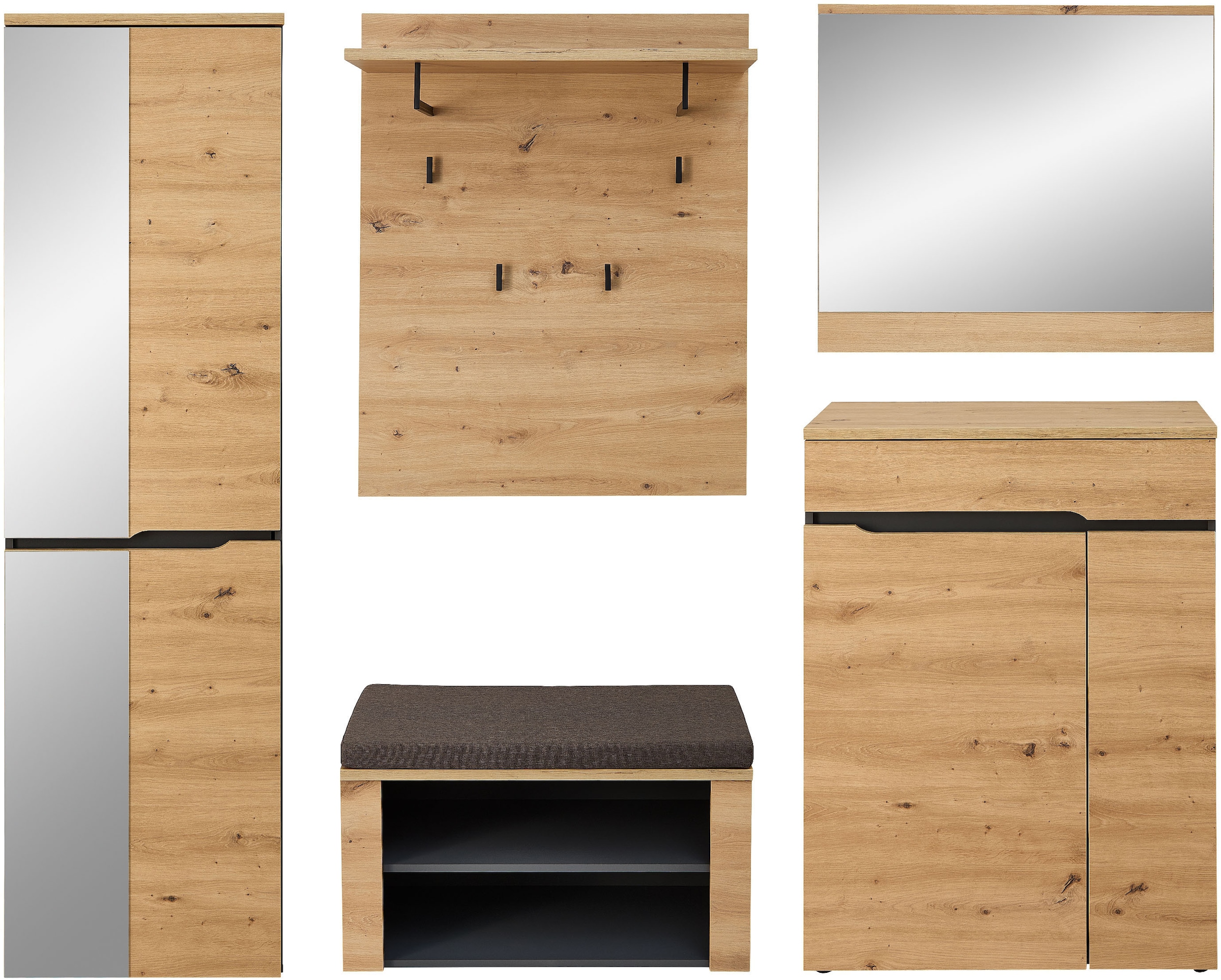 OTTO home Garderoben-Set "Fargo Garderobenset, 245/192/38 (B/H/T cm)" 5 Stk günstig online kaufen