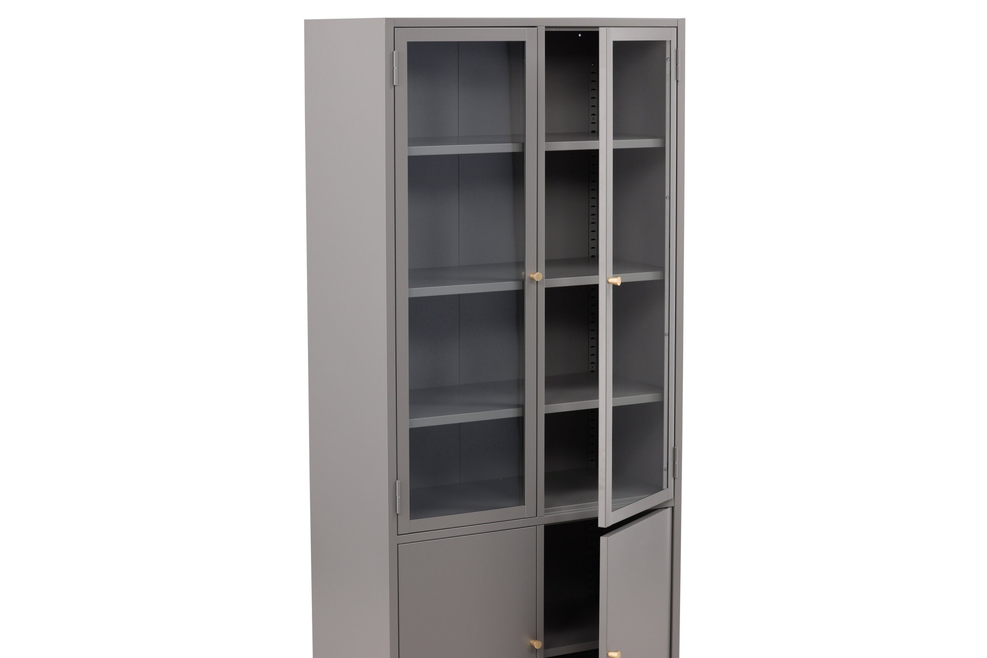 Venture Home Vitrine »Bakal, hoher Stauraumschrank aus Stahl, 4 Türen, Höhe 190 cm« Hochschrank, Pulverbeschichtung, Glastüren, Einlegeböden, kultiviert