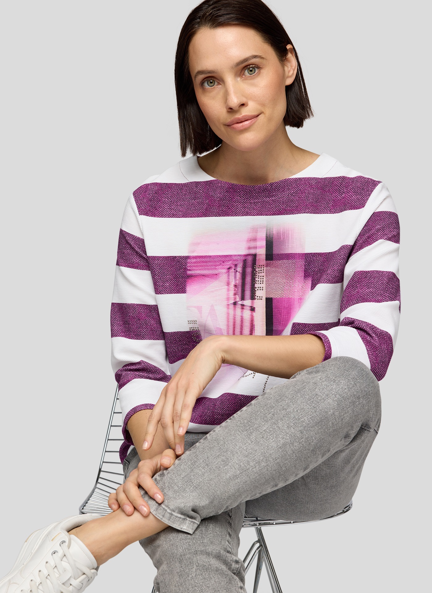 Rabe 3/4-Arm-Shirt, im Streifen-Design und mit Print günstig online kaufen