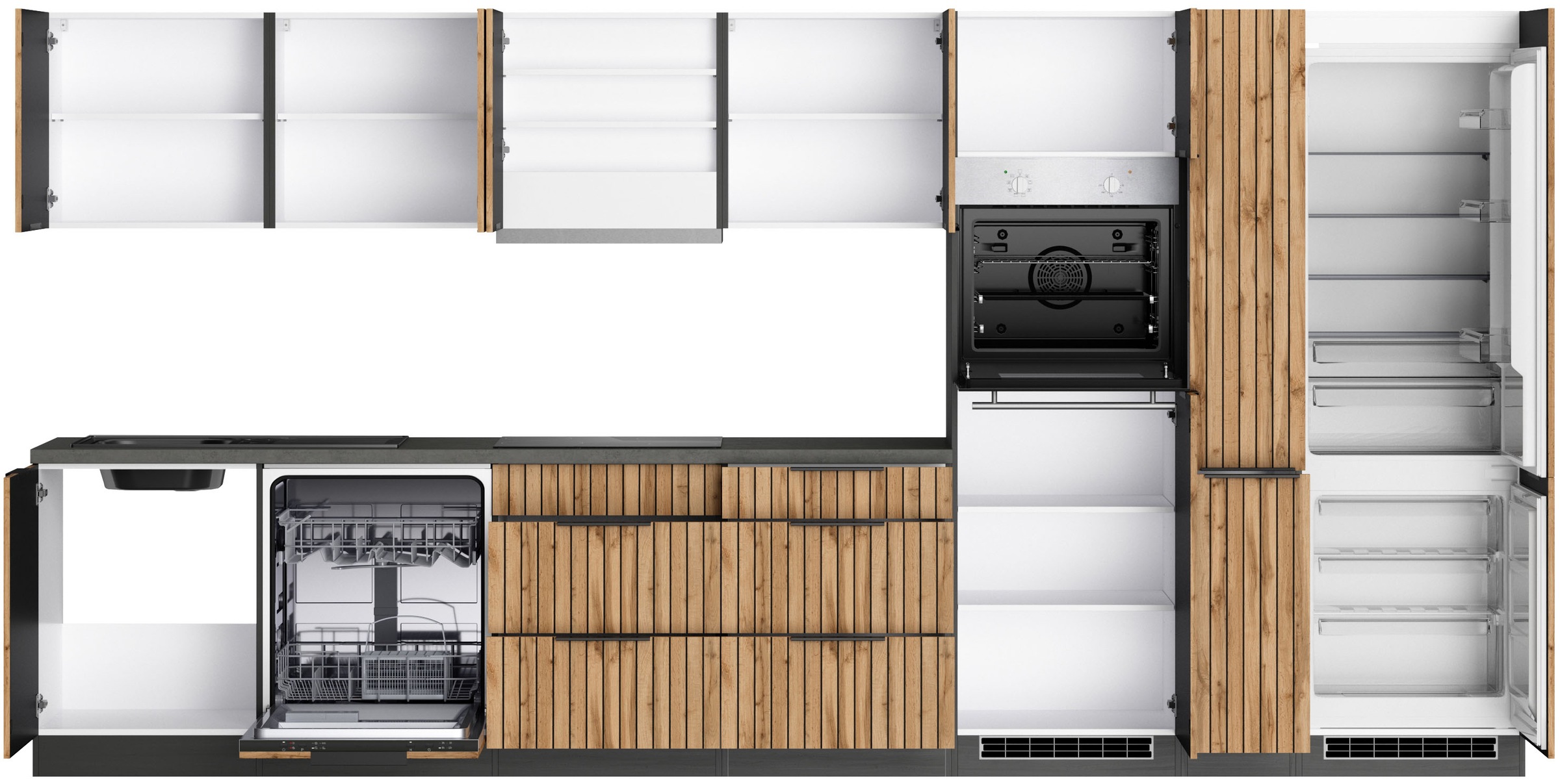 Thumbnail - KOCHSTATION Küchenzeile "KS-Lagos, Breite 390 cm, wahlweise mit E-Geräten" Ceran-oder Induktionskochfeld, Spüle edelstah...