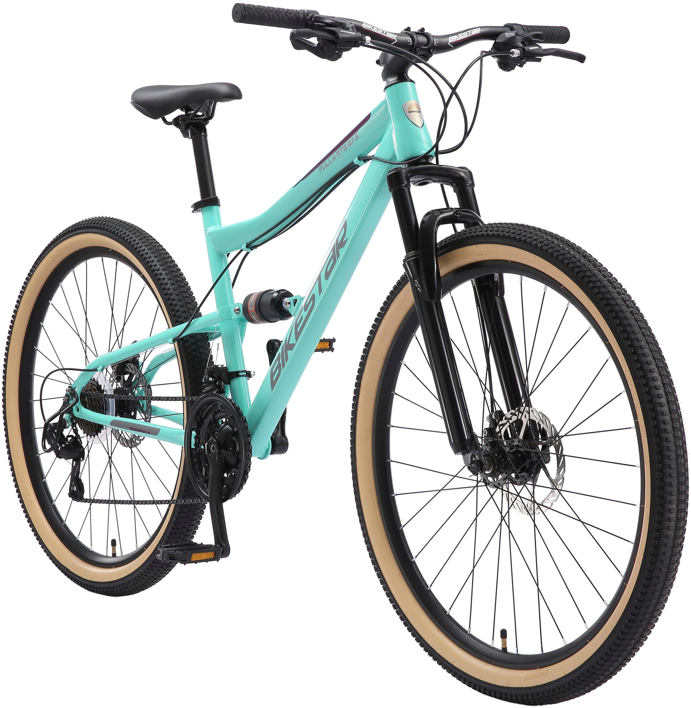 Bikestar Mountainbike, 21 Gang, Shimano, RD-TY300 Schaltwerk, Kettenschaltung, für Damen und Herren, Kettenschaltung