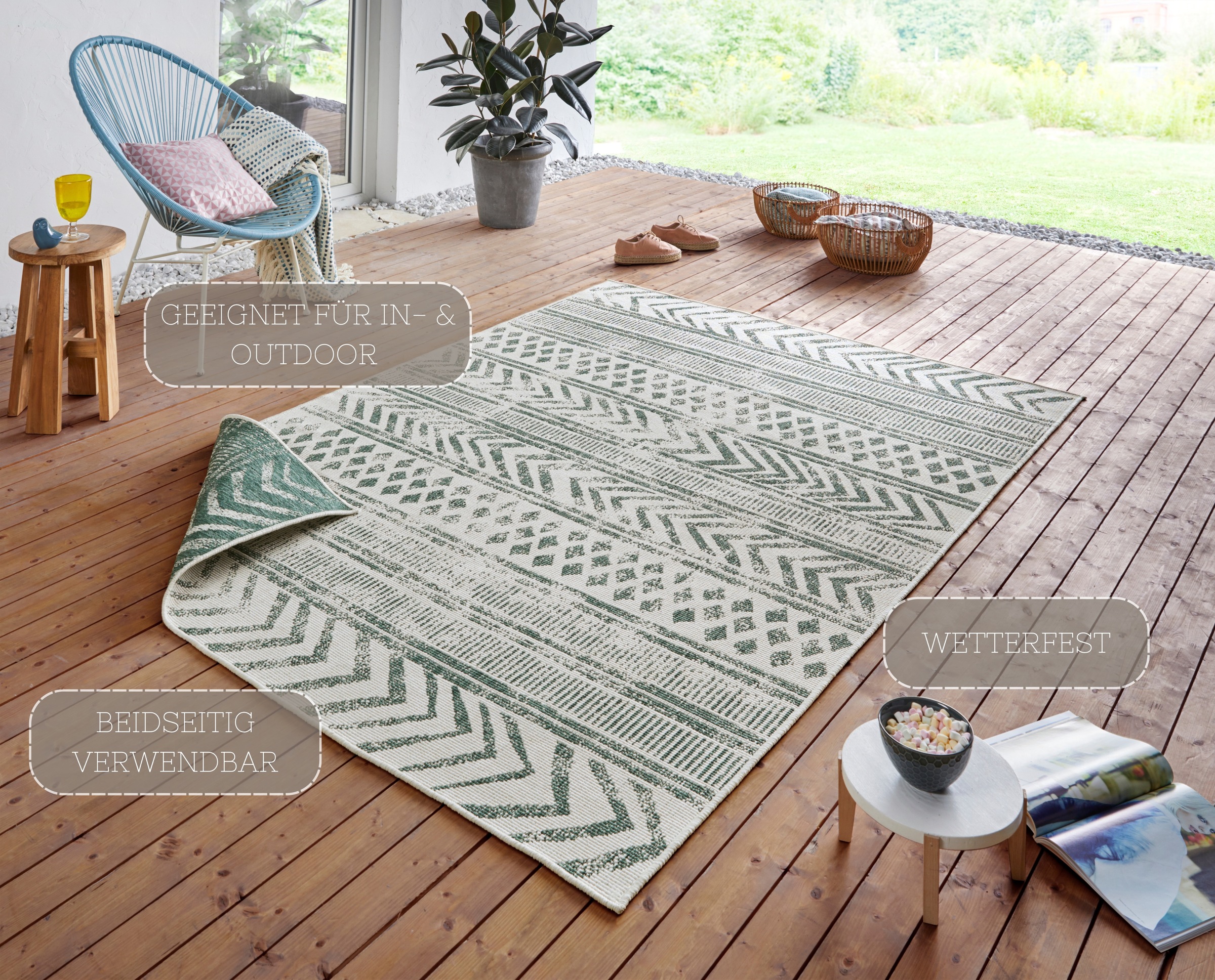 Hanse Home Biri Reversible Rug Beige Green 120x170cm 2
