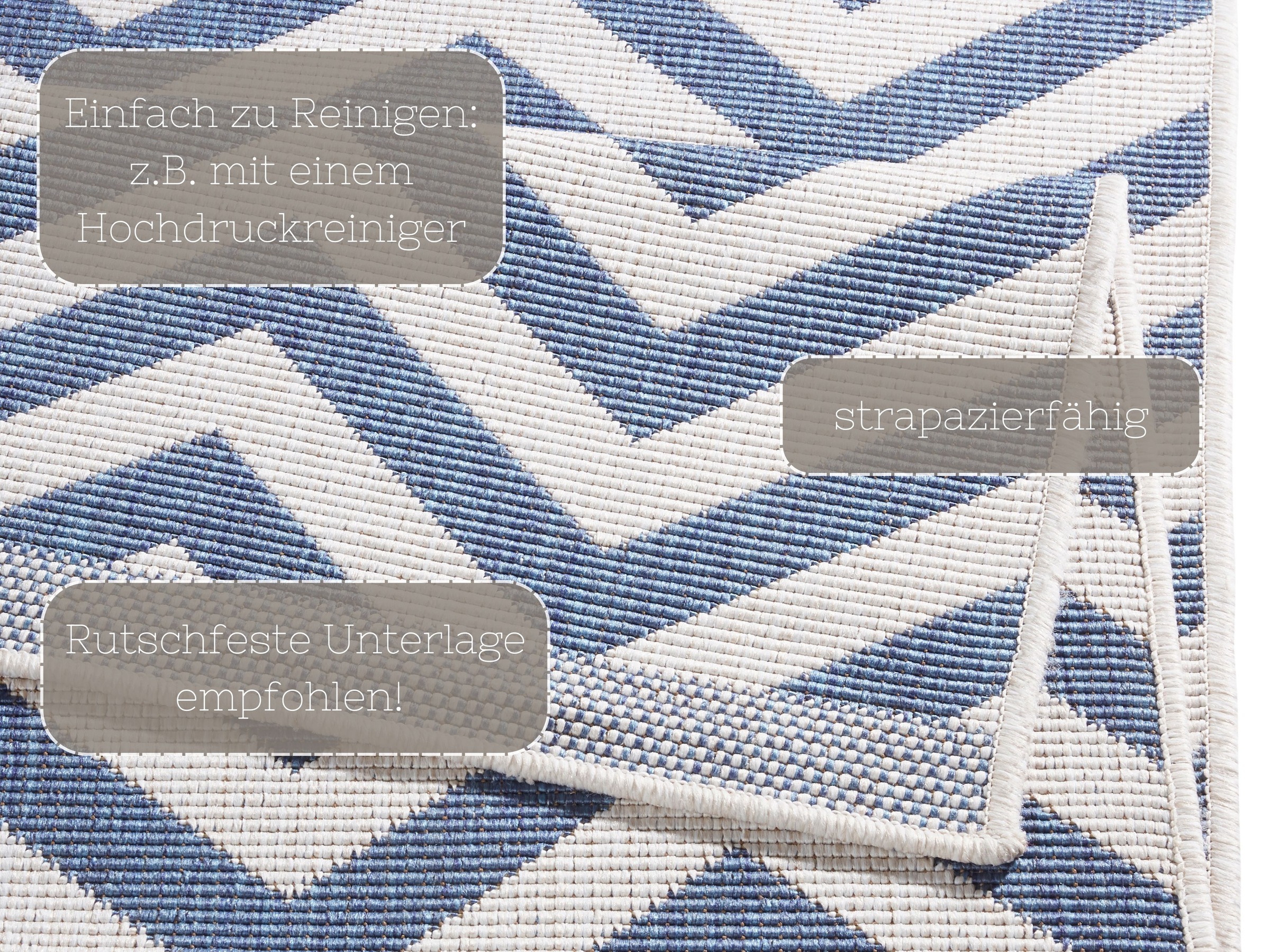 NORTHRUGS Palma Reversible Rug Blue 80x250cm 3