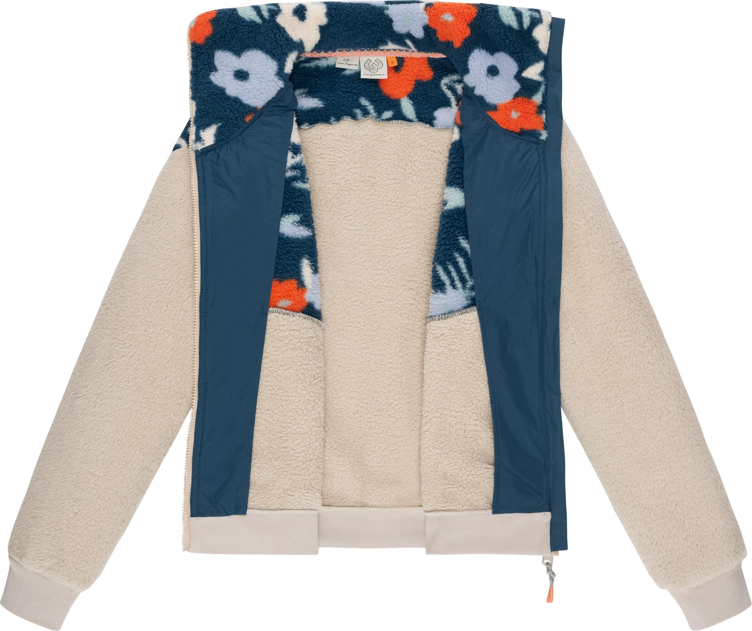 Ragwear Fleecejacke »Madaras Flower«, ohne Kapuze, Flauschige Damen Übergangsjacke aus Teddyfleece